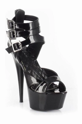 609-ATHENA Platform Sandal  | Black  Patent