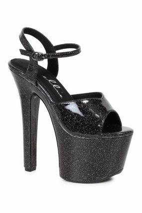 711-BABBLE Stripper Sandal | Black Glitter