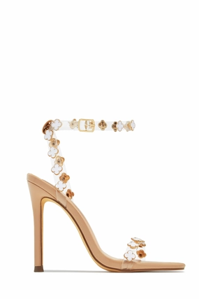 Amara Clear Strap High Heels - Nude
