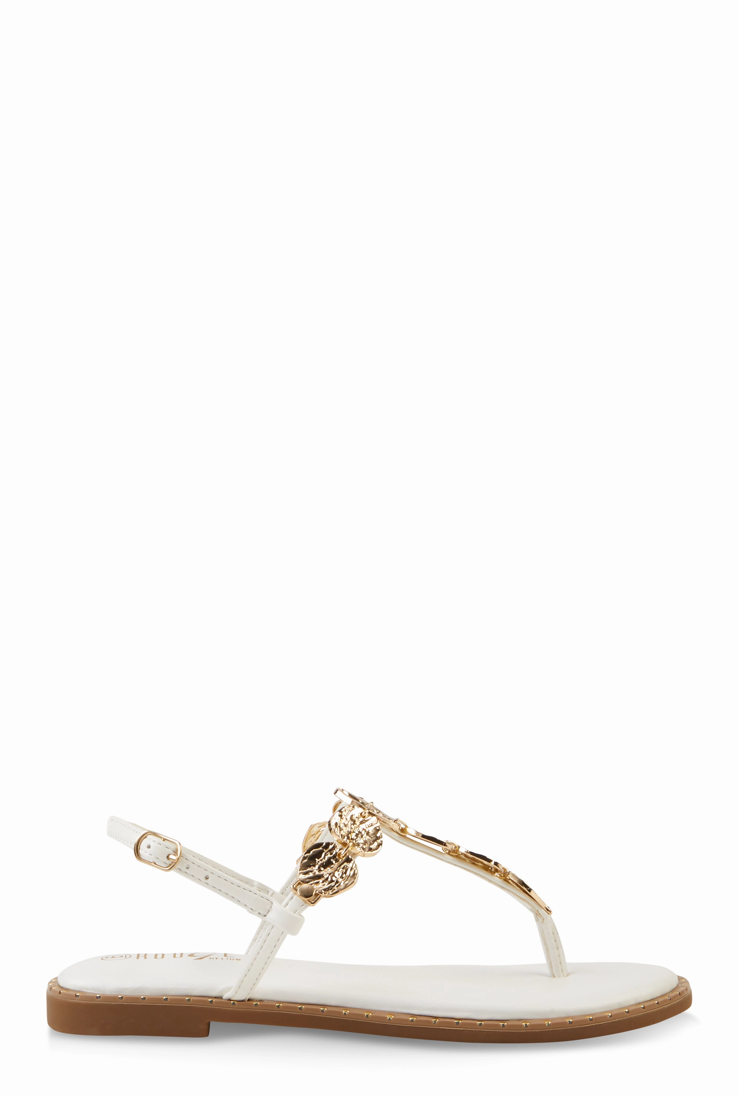 Ankle Strap Metallic Pendant Thong Sandals