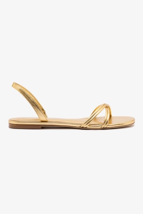 Annie Flat In Gold Metallic Leather