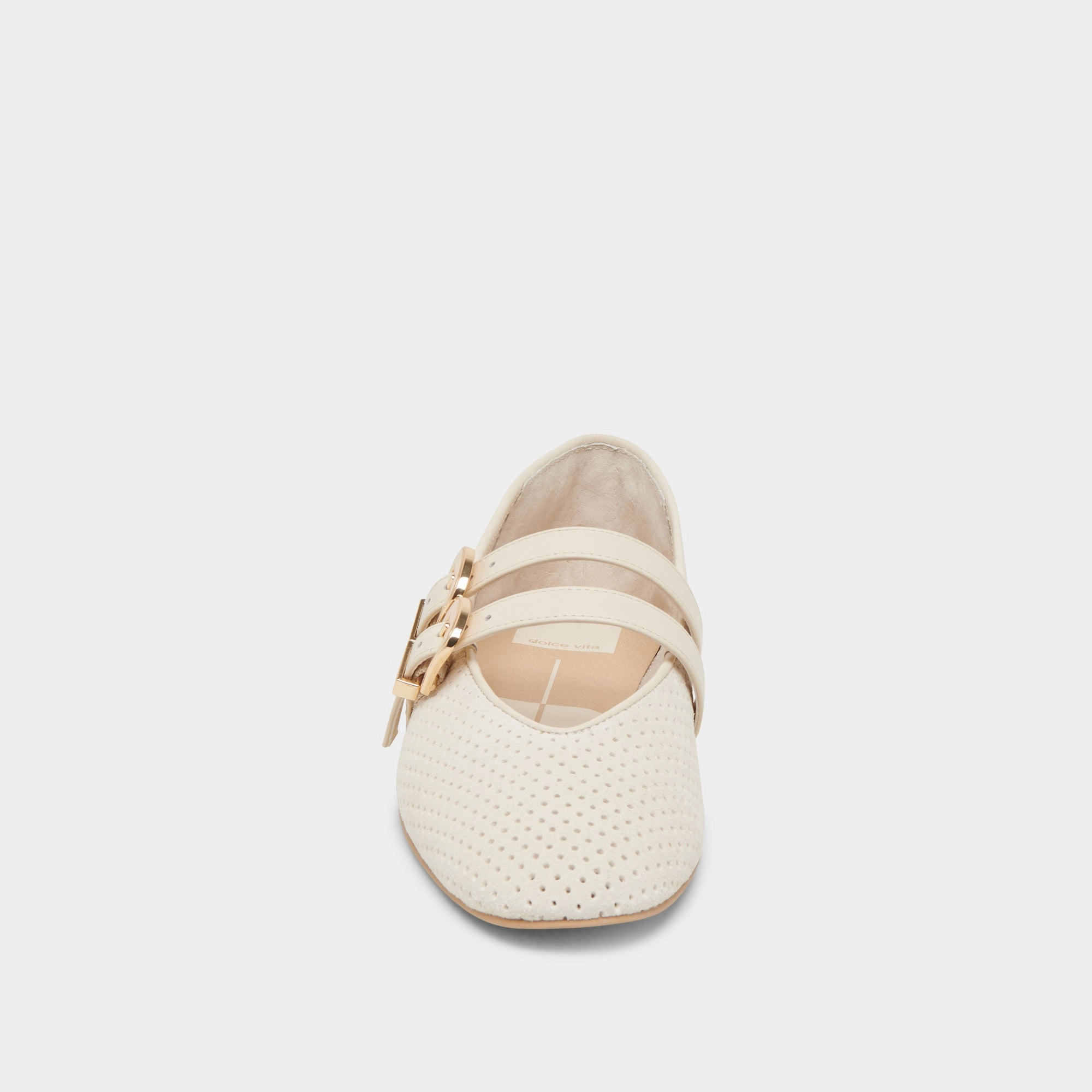 BAYLEE BALLET FLATS BONE PERFORATED SUEDE