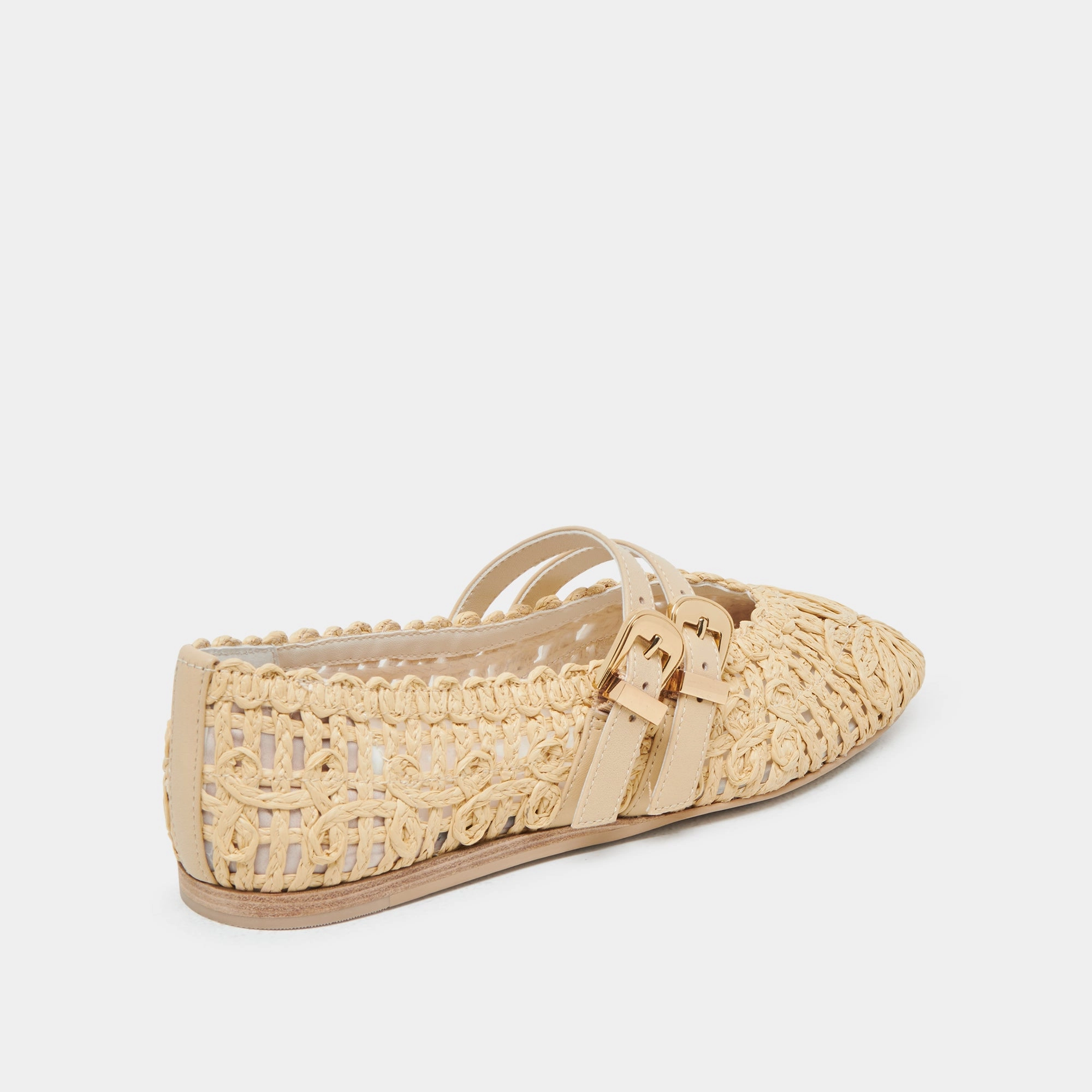 BAYLEE SUNFLOWER WIDE BALLET FLATS LT NATURAL MACRAME