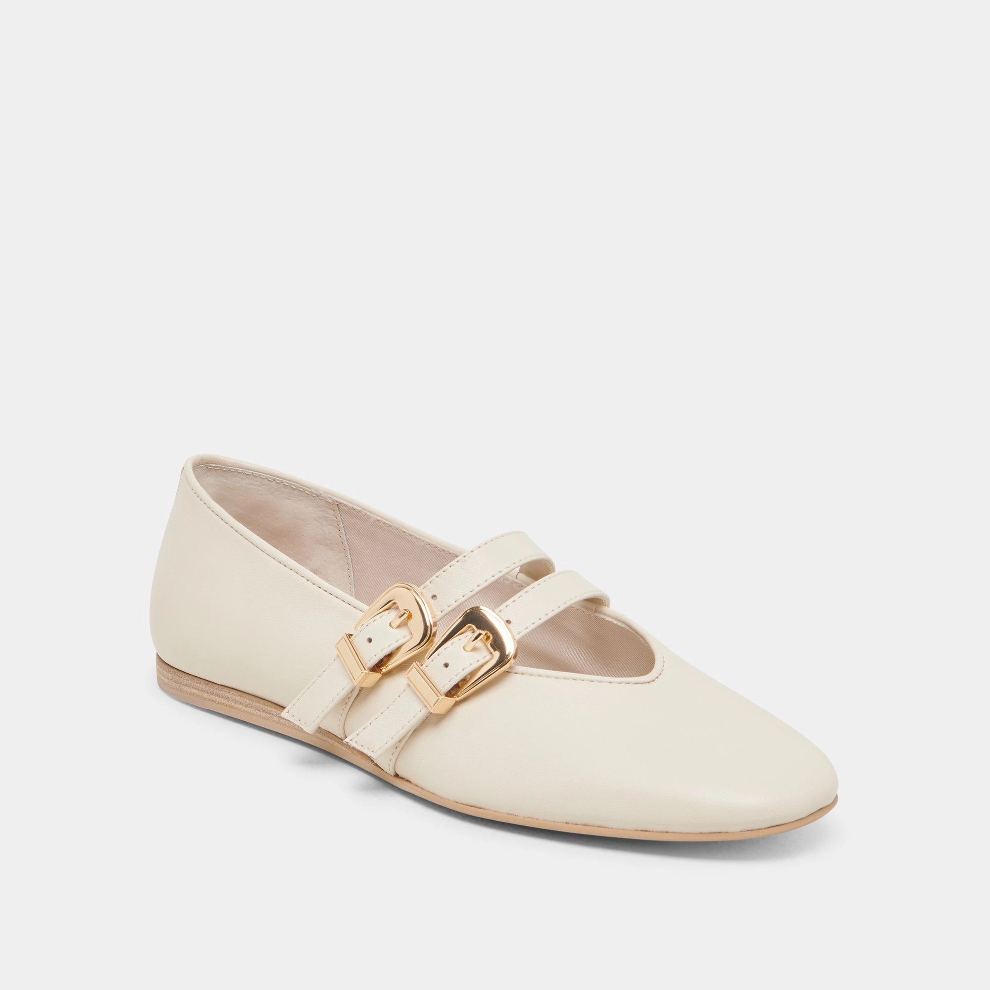 BAYLEE WIDE BALLET FLATS IVORY LEATHER