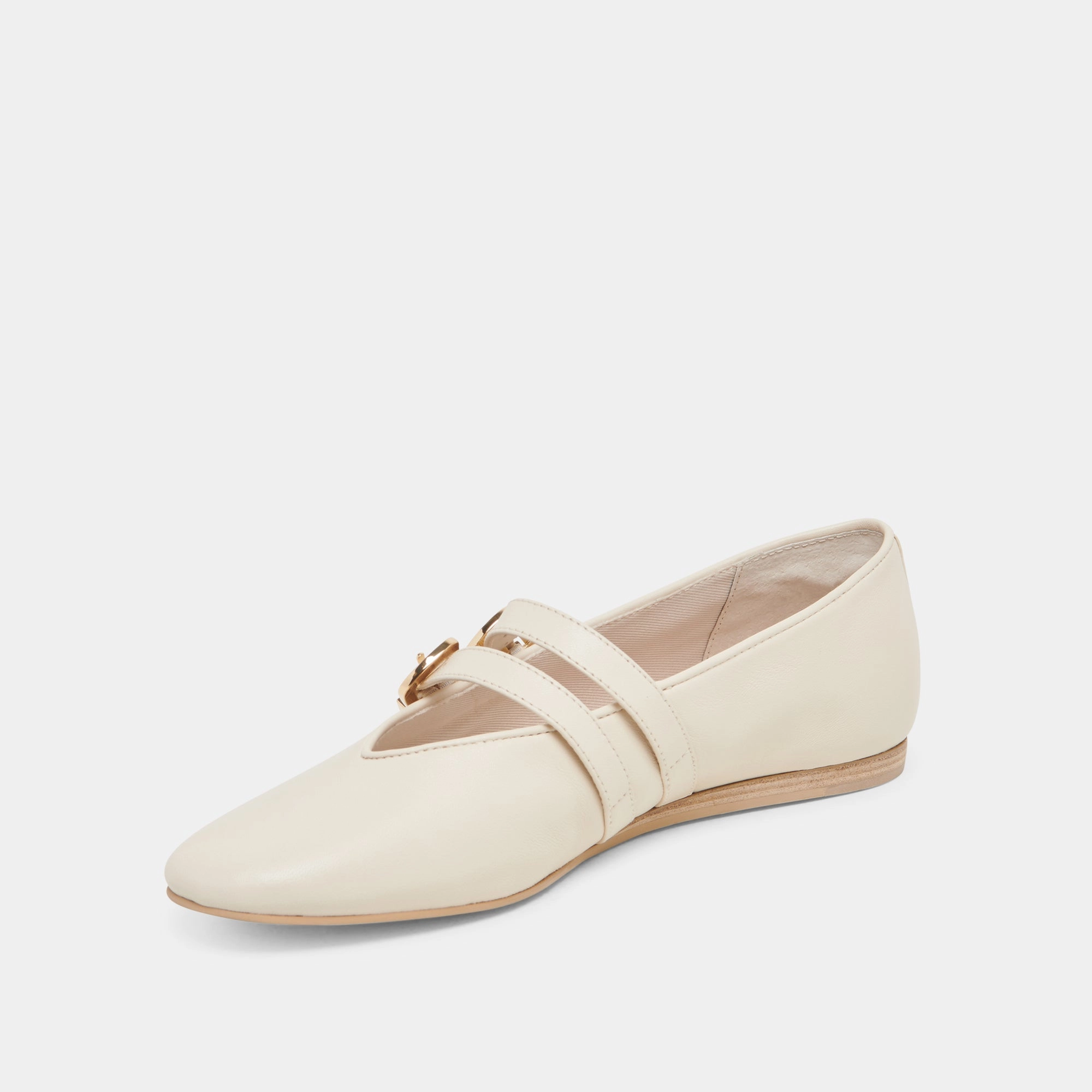 BAYLEE WIDE BALLET FLATS IVORY LEATHER