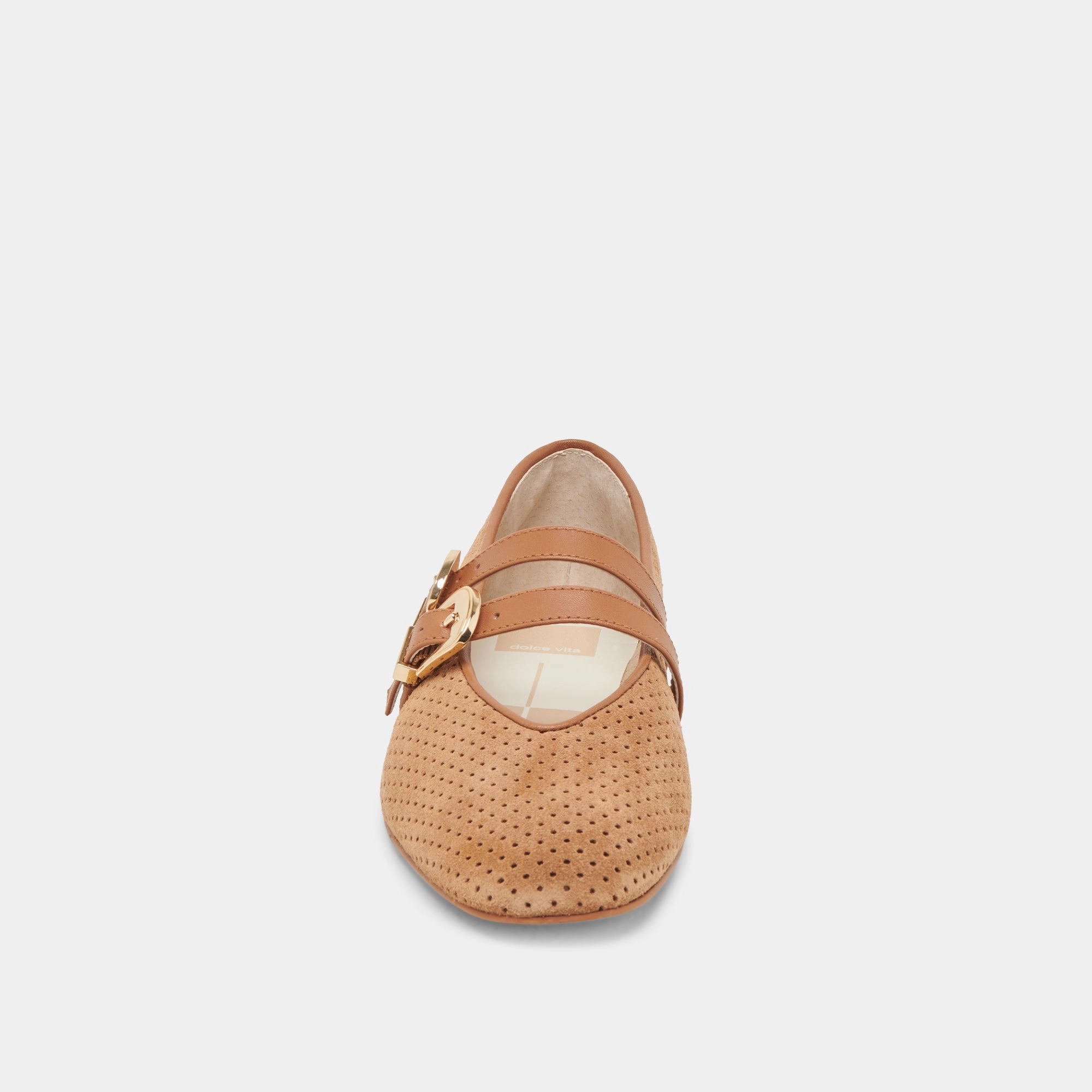 BAYLEE WIDE BALLETS FLATS PECAN PERFORATED SUEDE