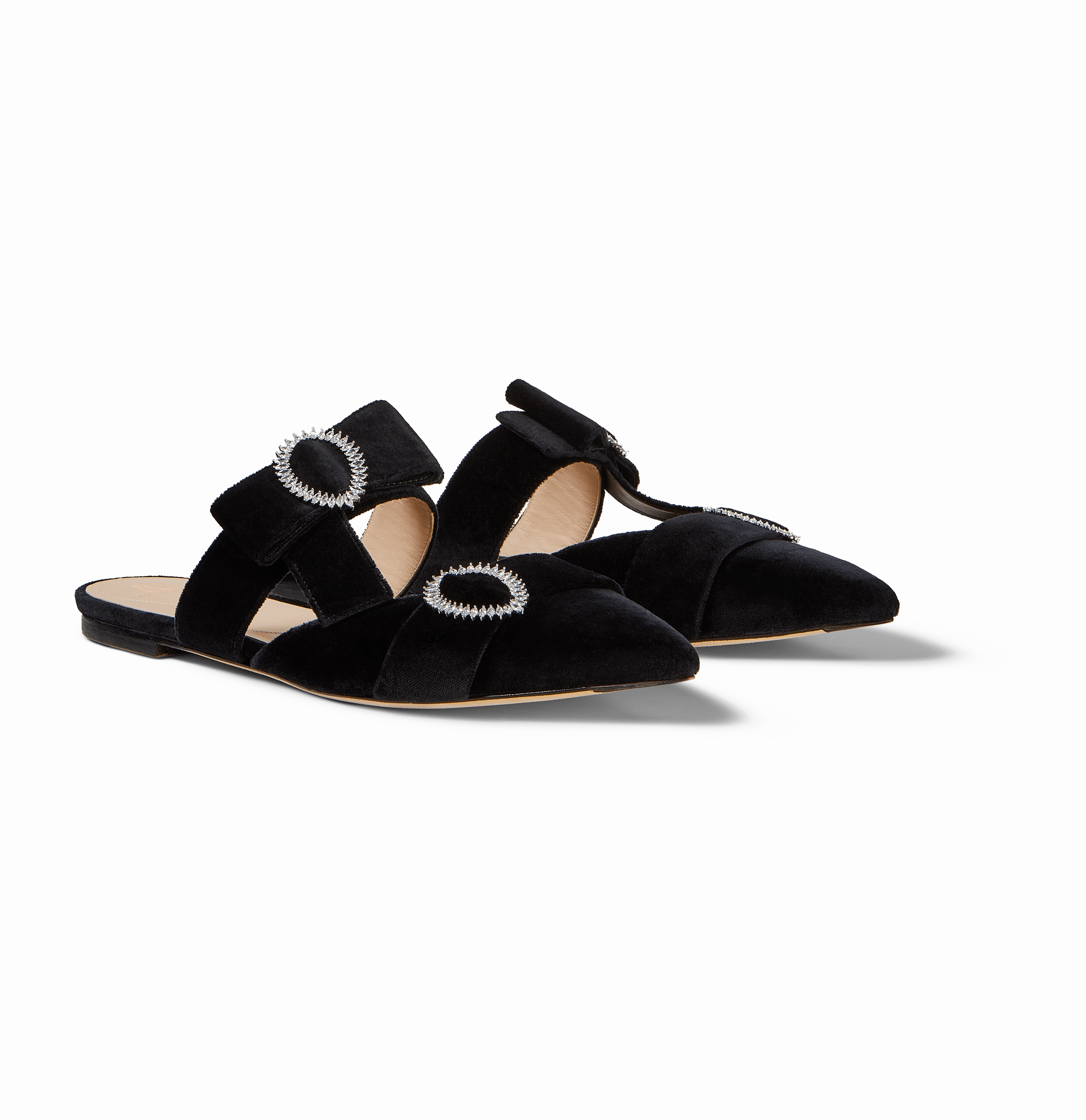 Black Velvet Flat Bow Mules