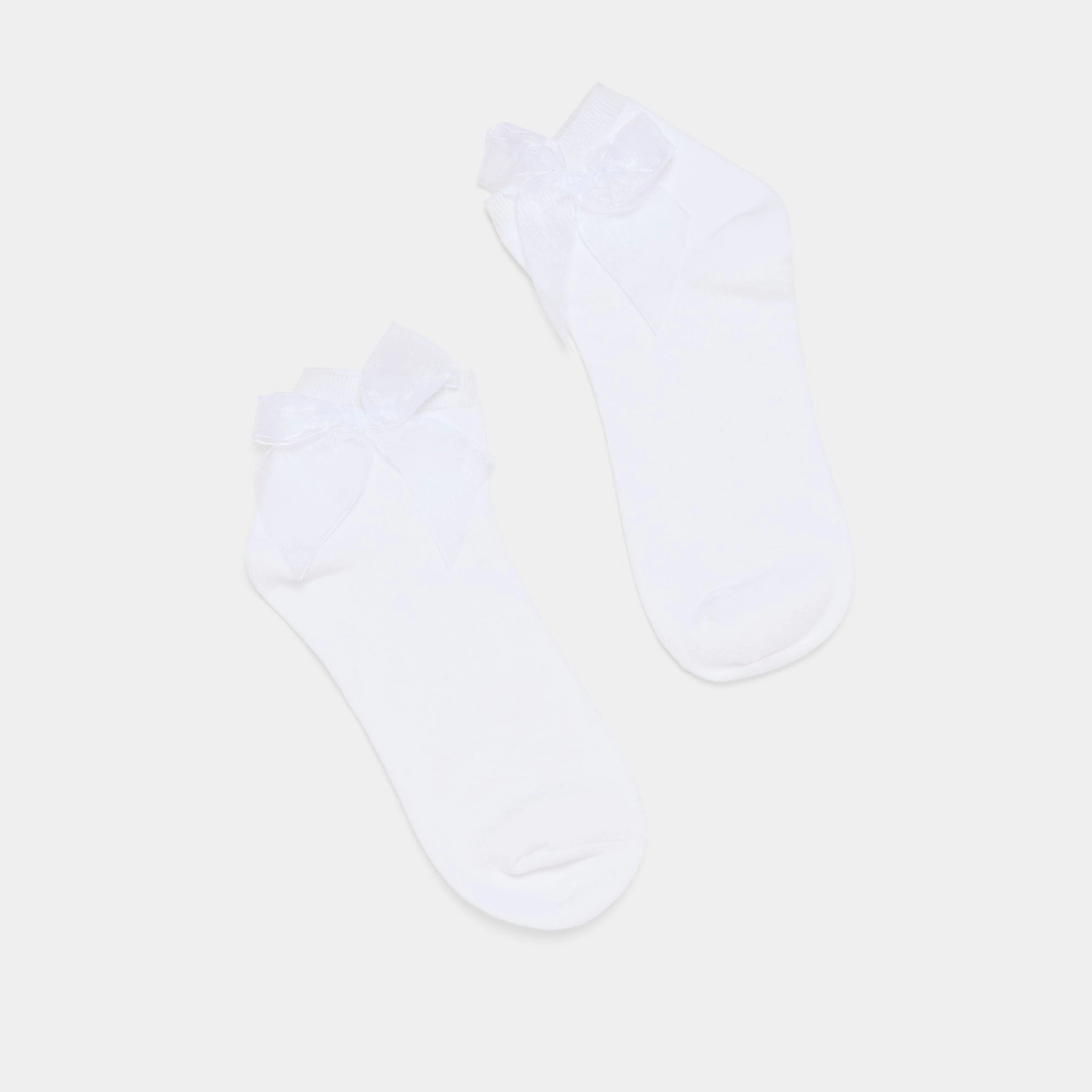 BOW ANKLET SOCKS WHITE
