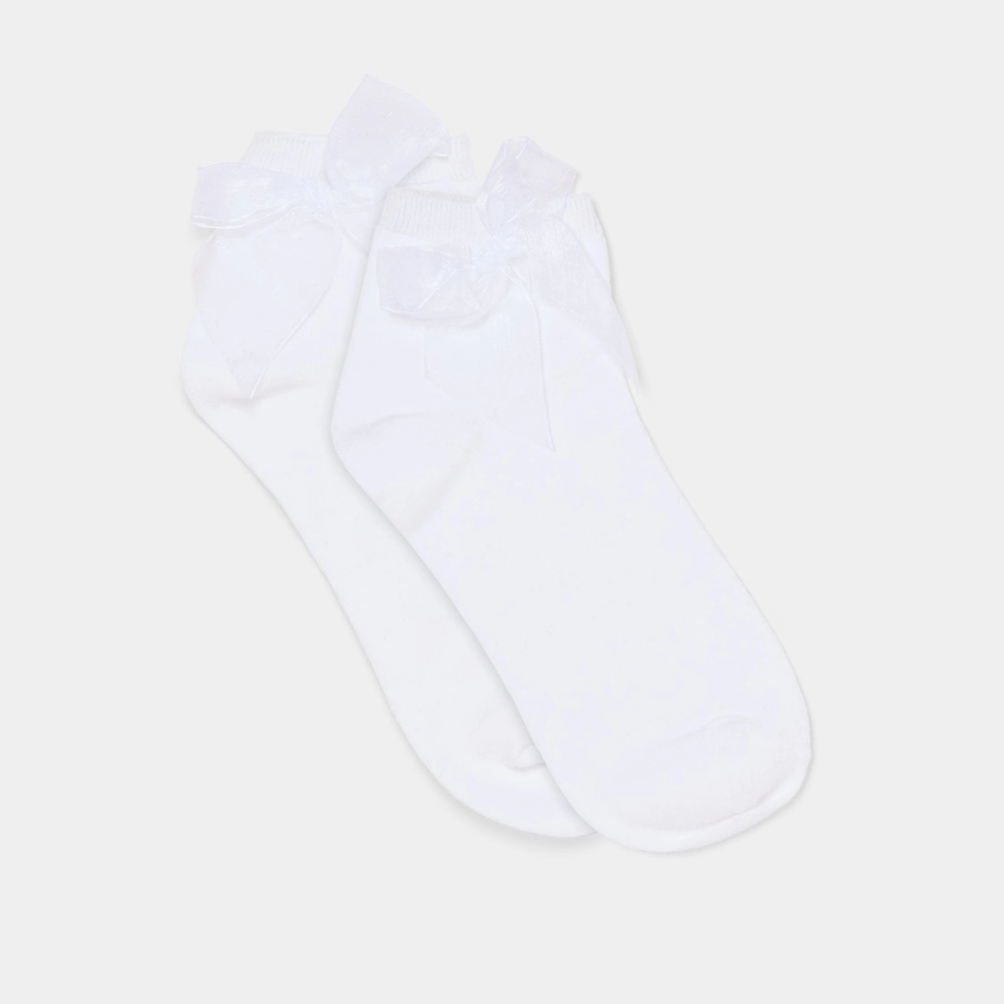 BOW ANKLET SOCKS WHITE