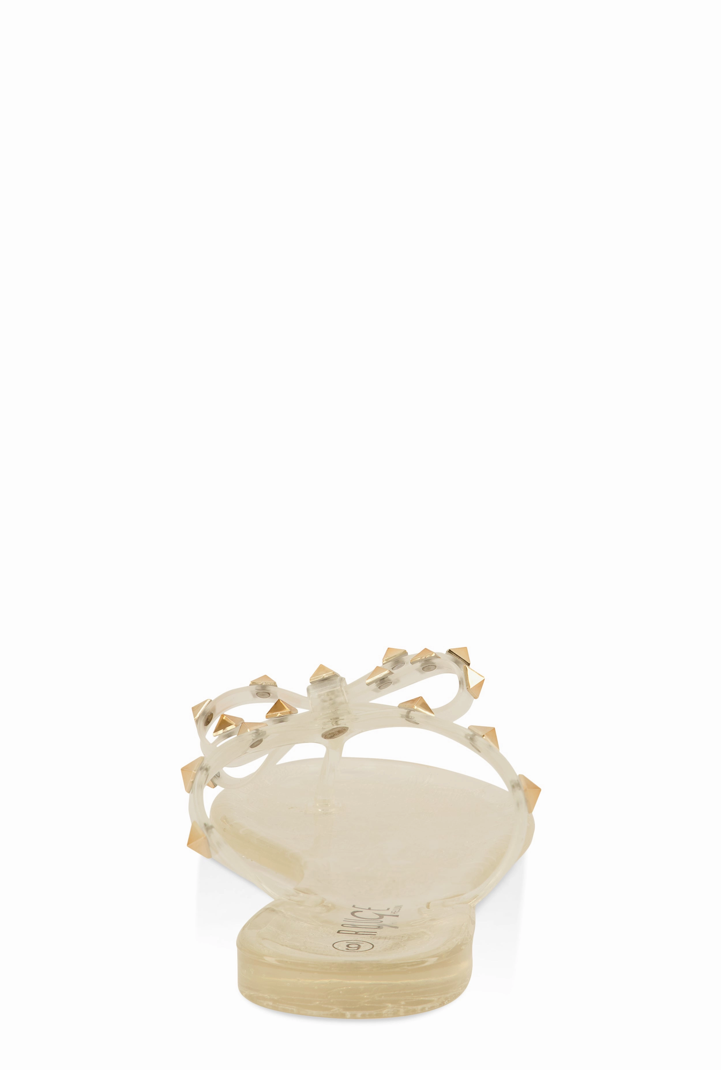 Bow Studded Jelly Thong Slide Sandals