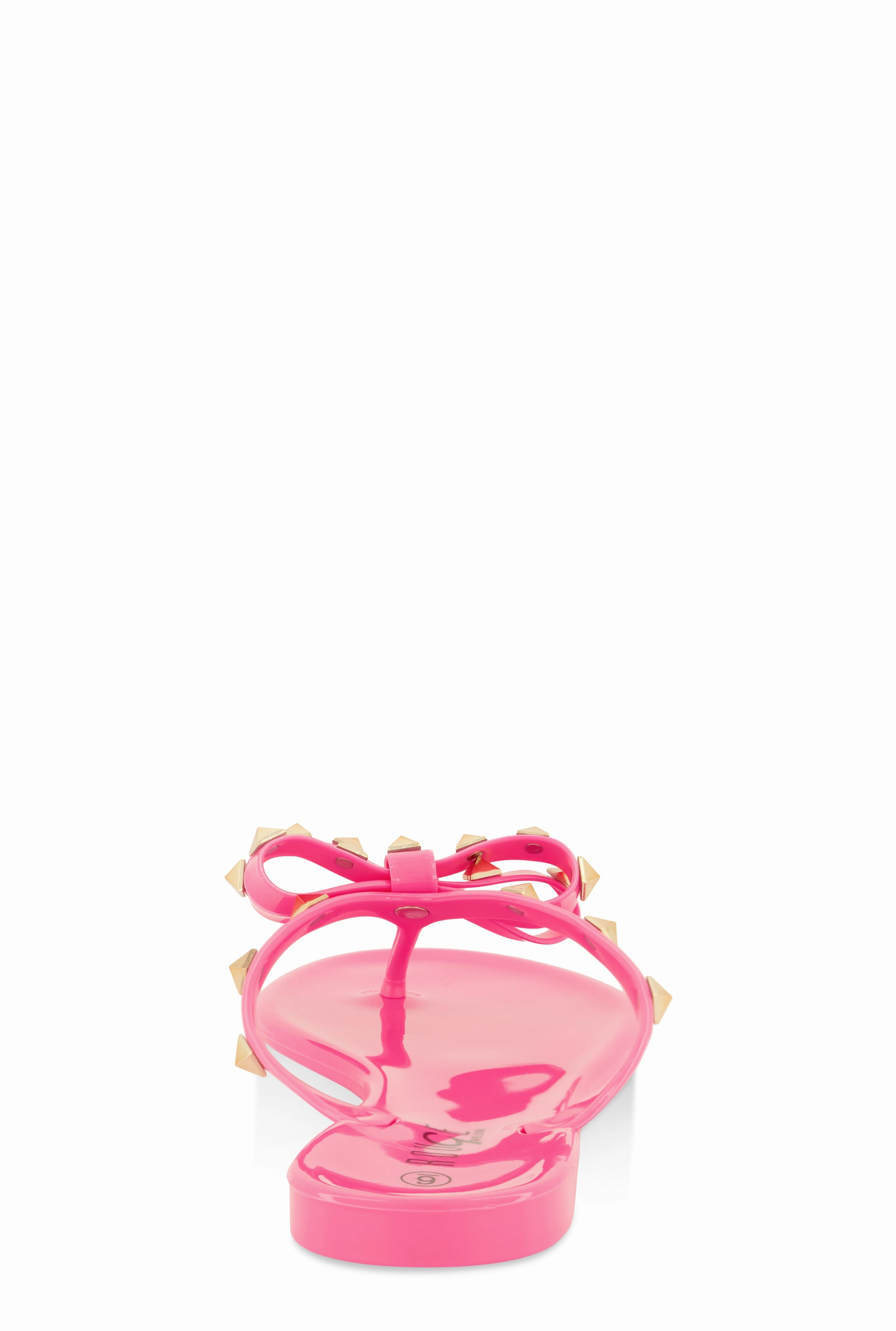 Bow Studded Jelly Thong Slide Sandals