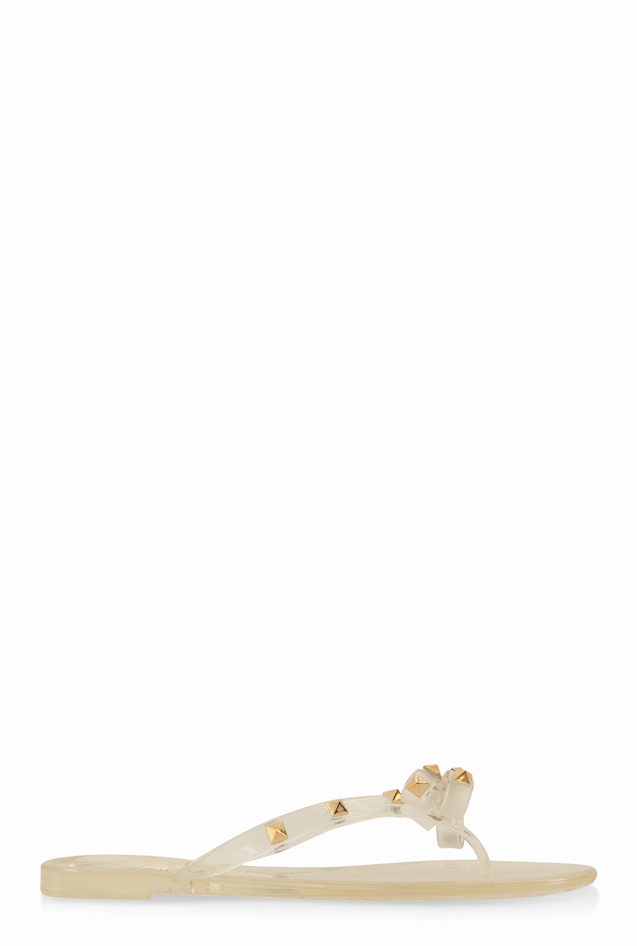Bow Studded Jelly Thong Slide Sandals
