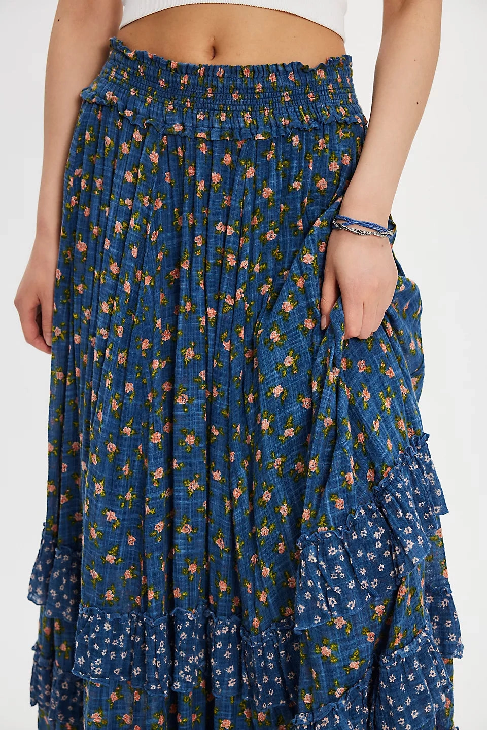 Brynn Printed Maxi Skirt - Chambray Combo