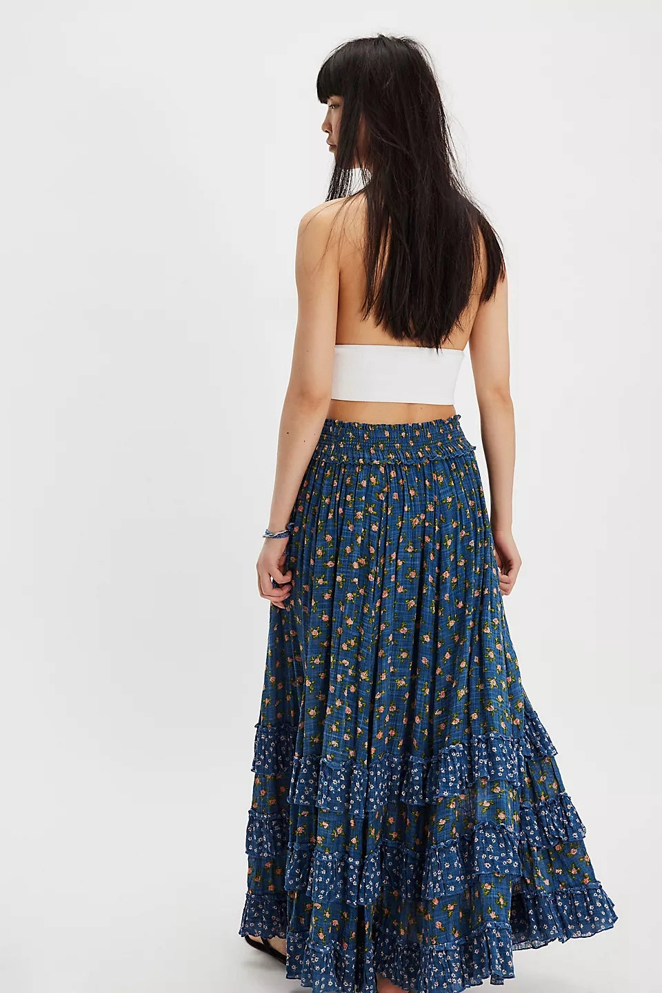 Brynn Printed Maxi Skirt - Chambray Combo