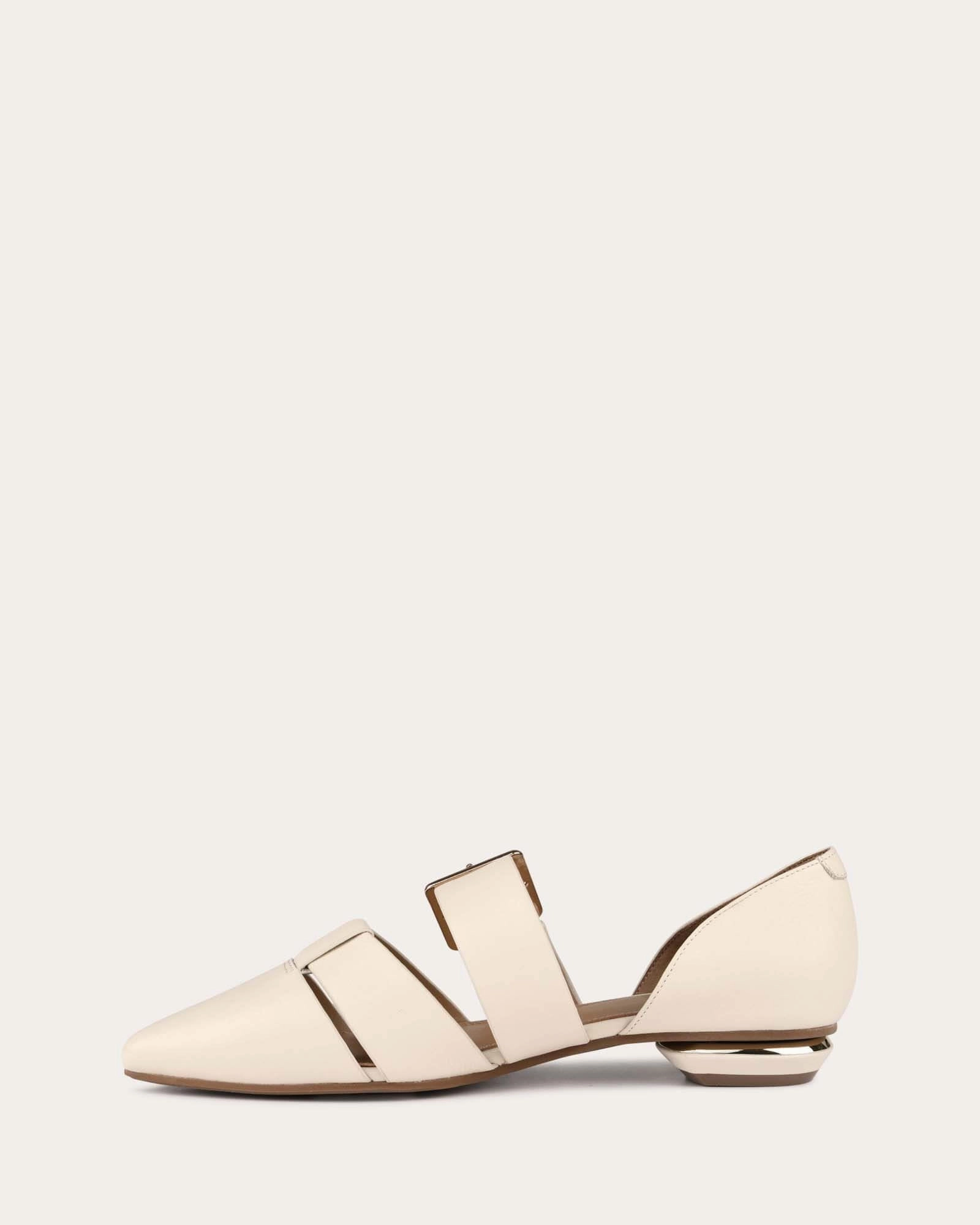 CARLA DRESS FLATS OFF WHITE LEATHER