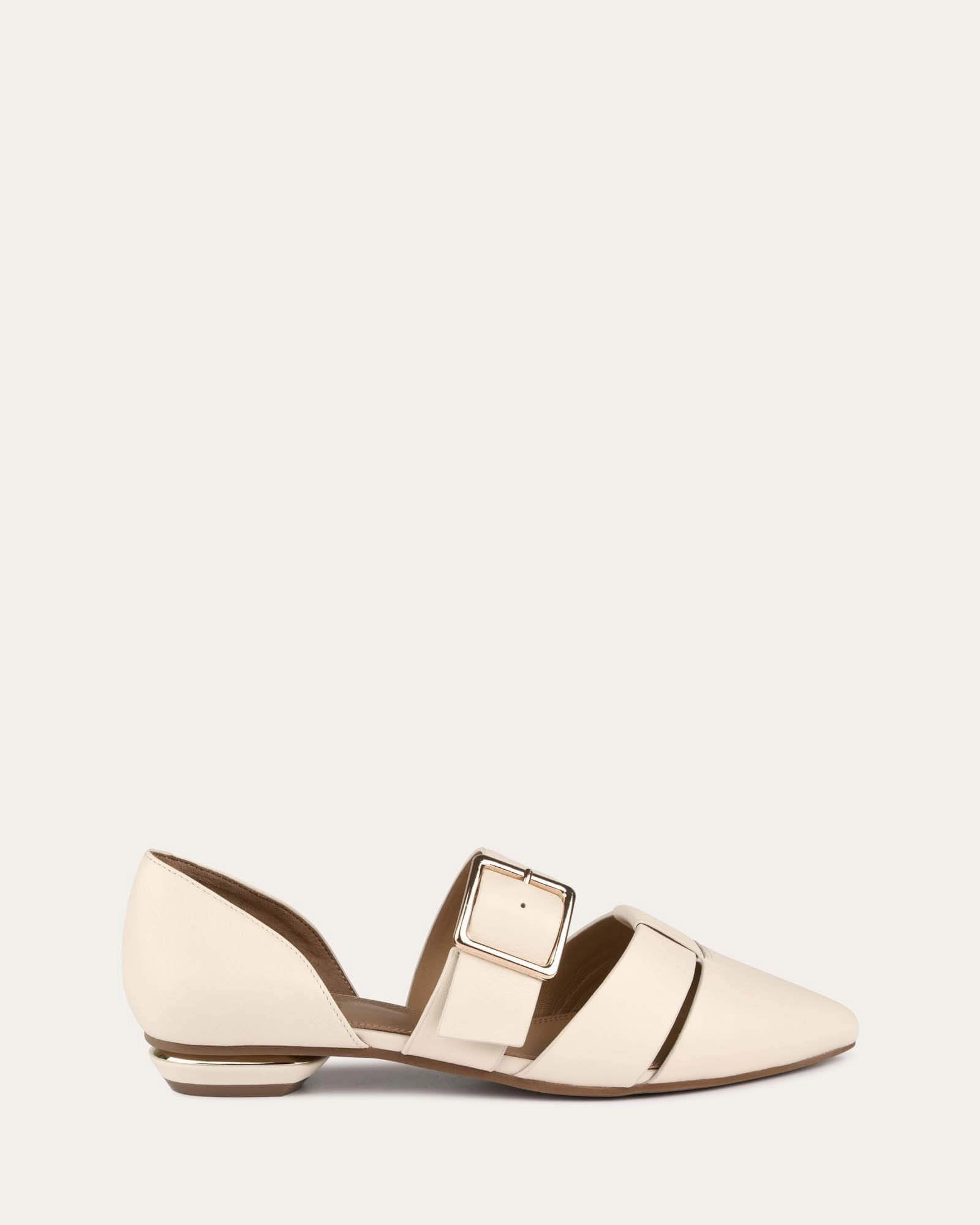 CARLA DRESS FLATS OFF WHITE LEATHER