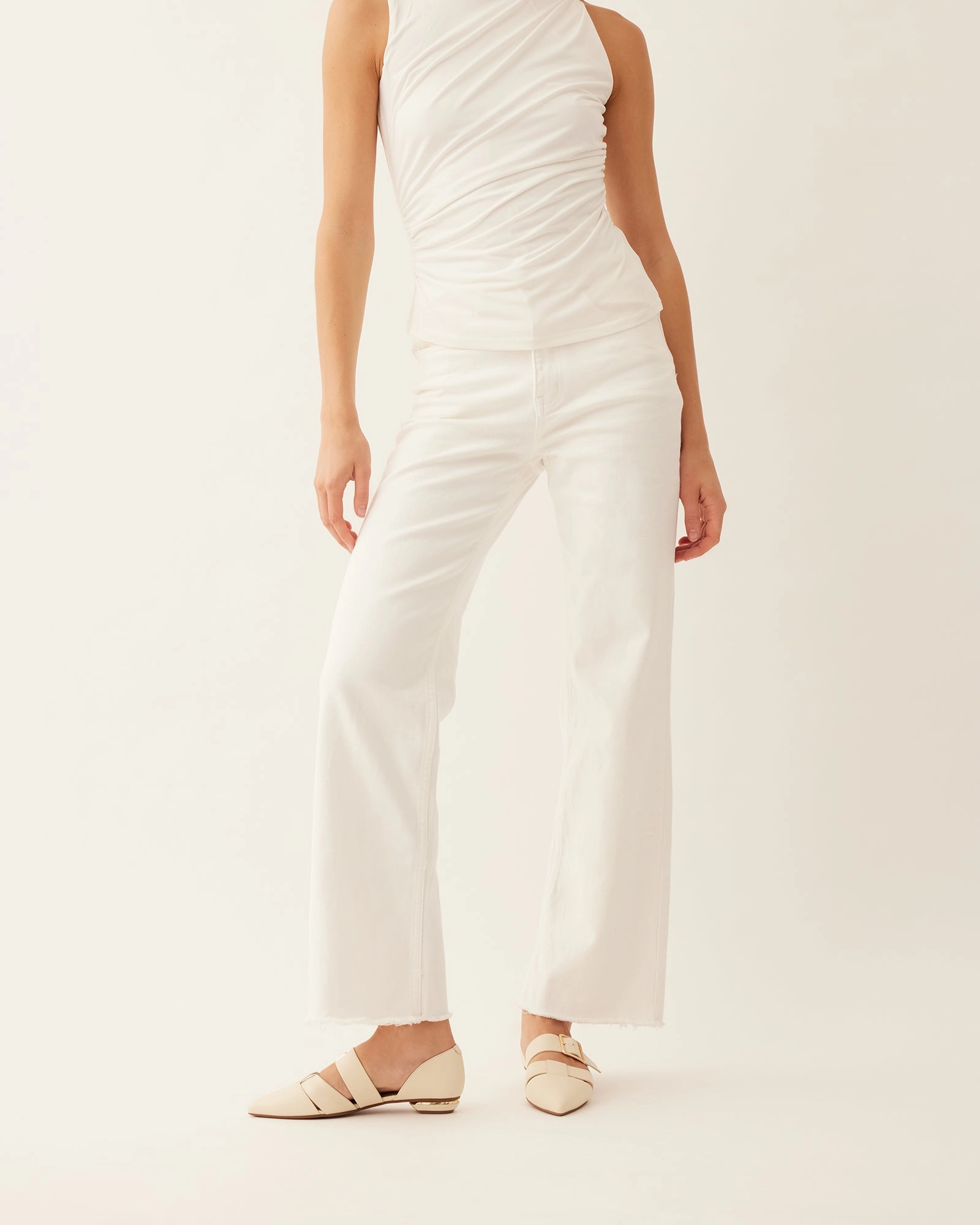 CARLA DRESS FLATS OFF WHITE LEATHER