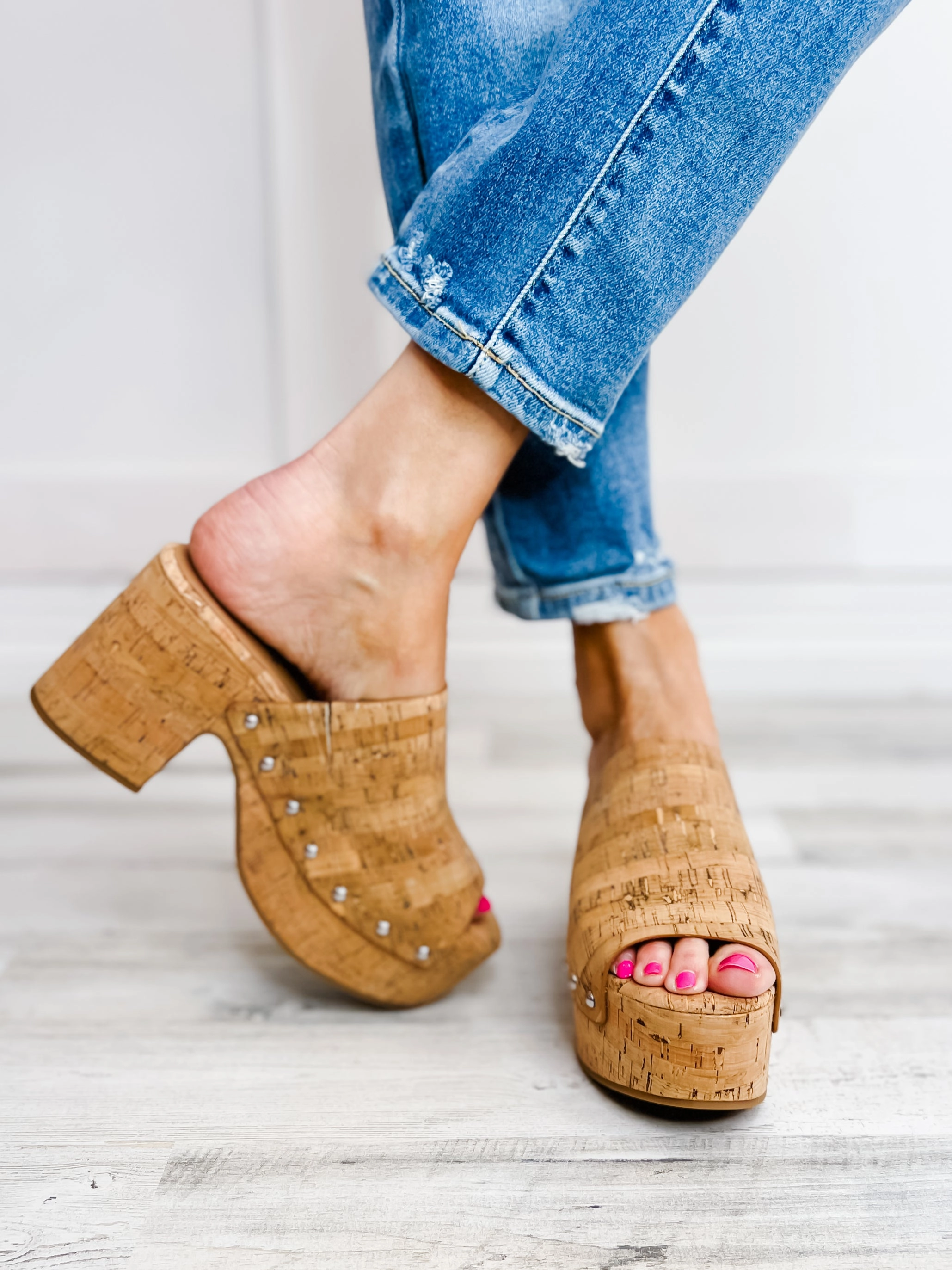 Corkys Bada Bing Clog Wedges in Cork