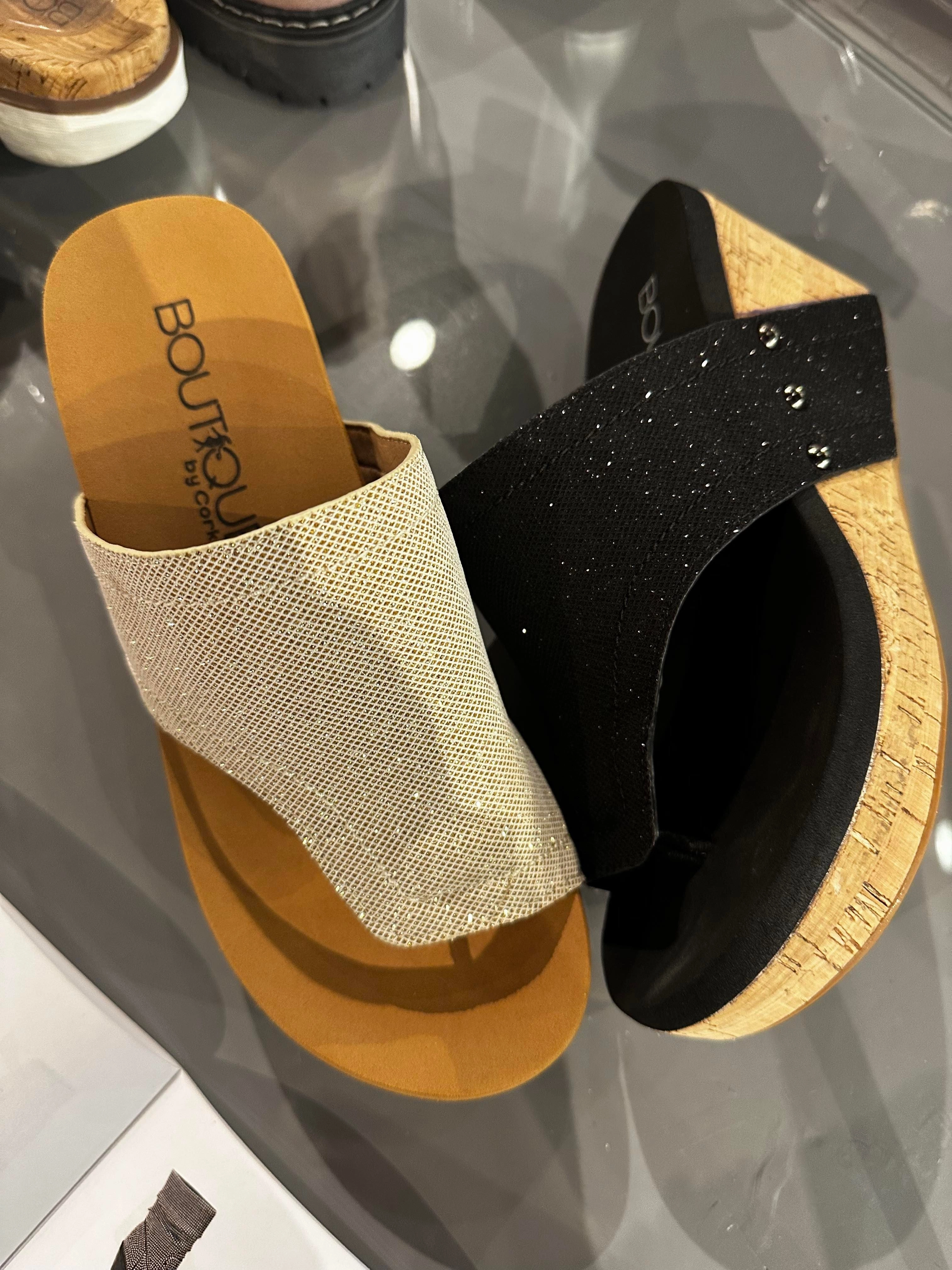 Corkys Flirty Sparkle Wedge Shoes