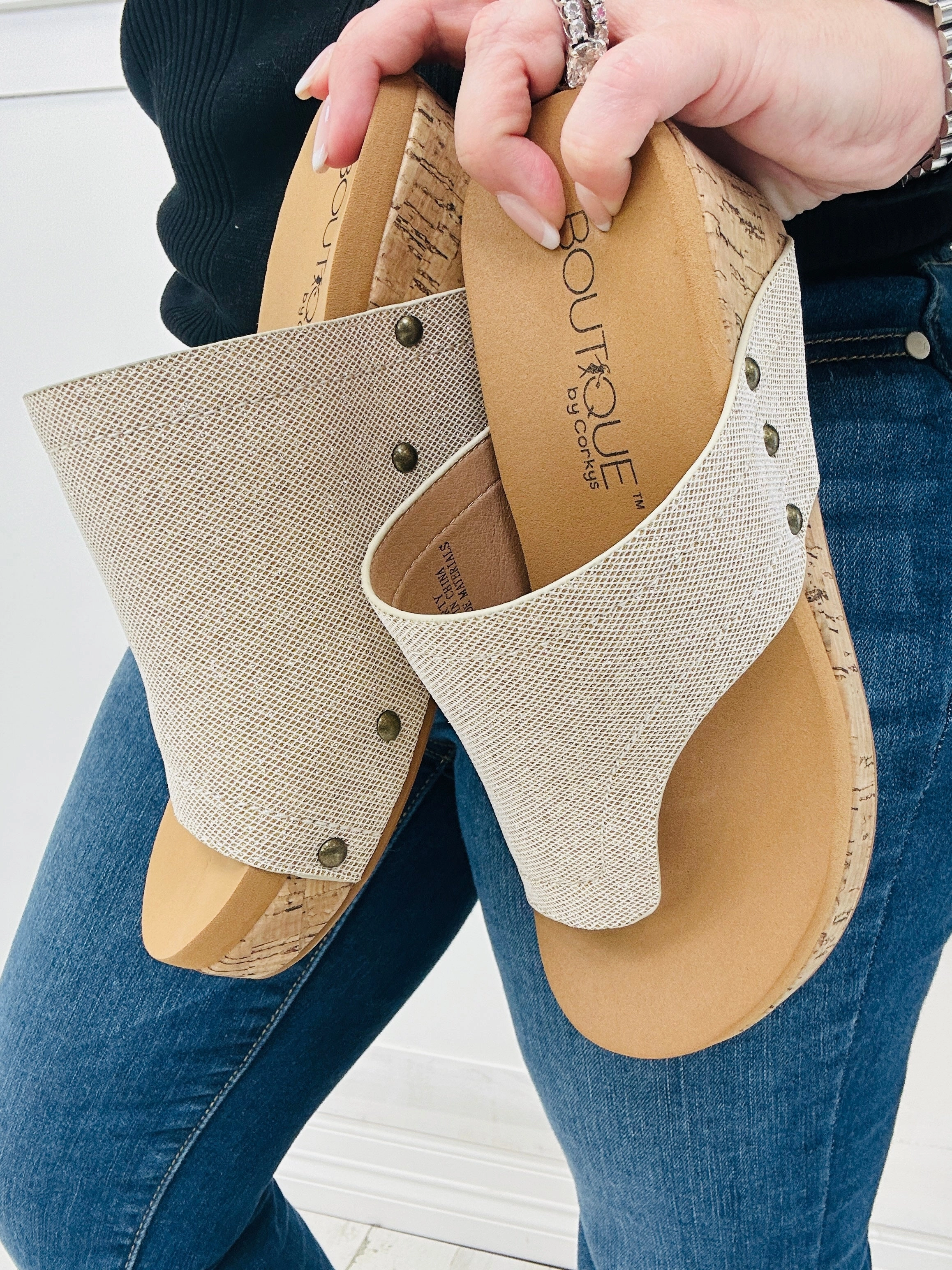 Corkys Flirty Sparkle Wedge Shoes