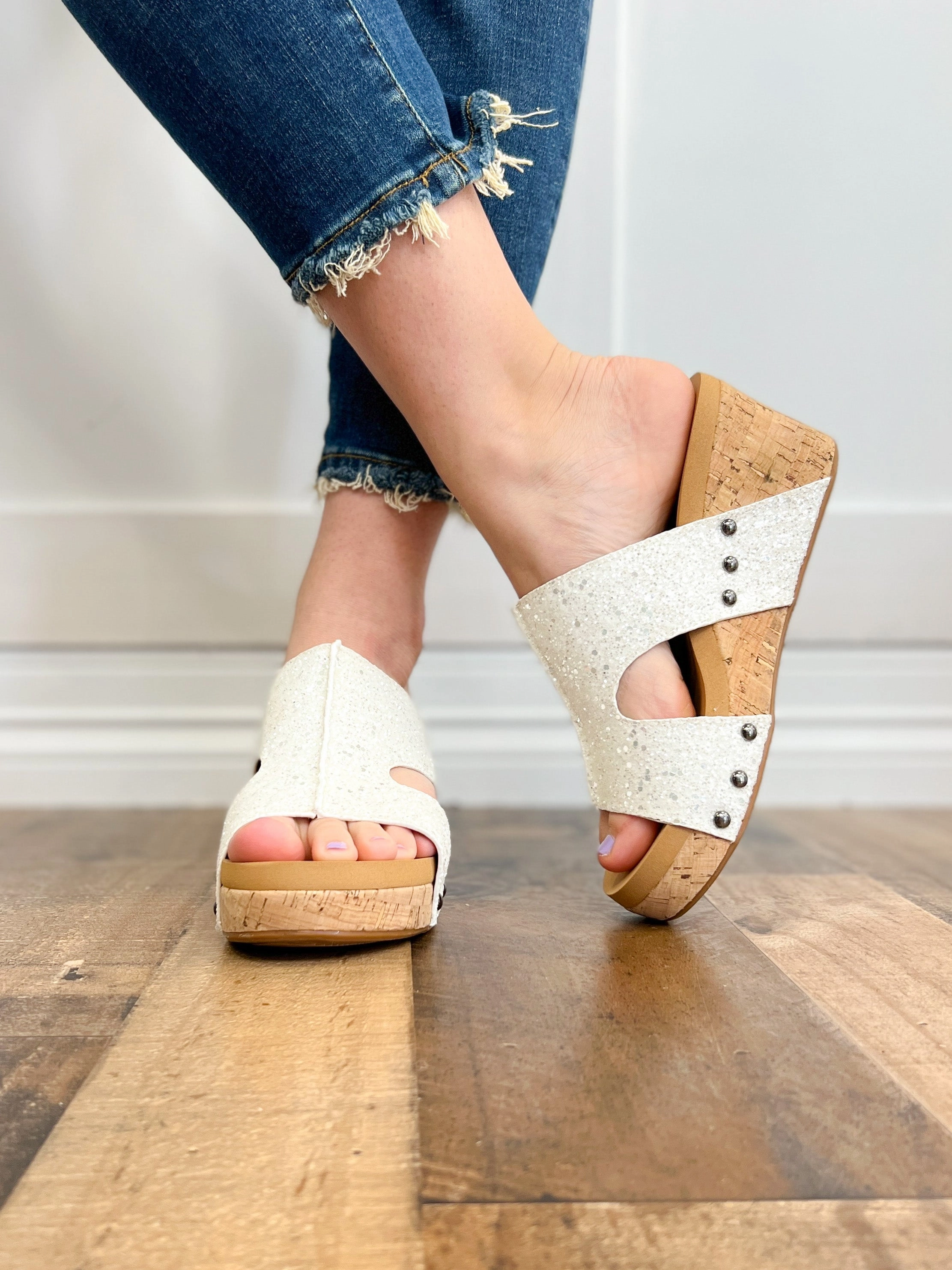 Corkys Oasis Glitter Wedge Sandal