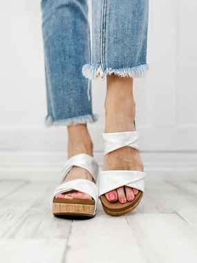 Corkys Stranded Wedges in White Metallic