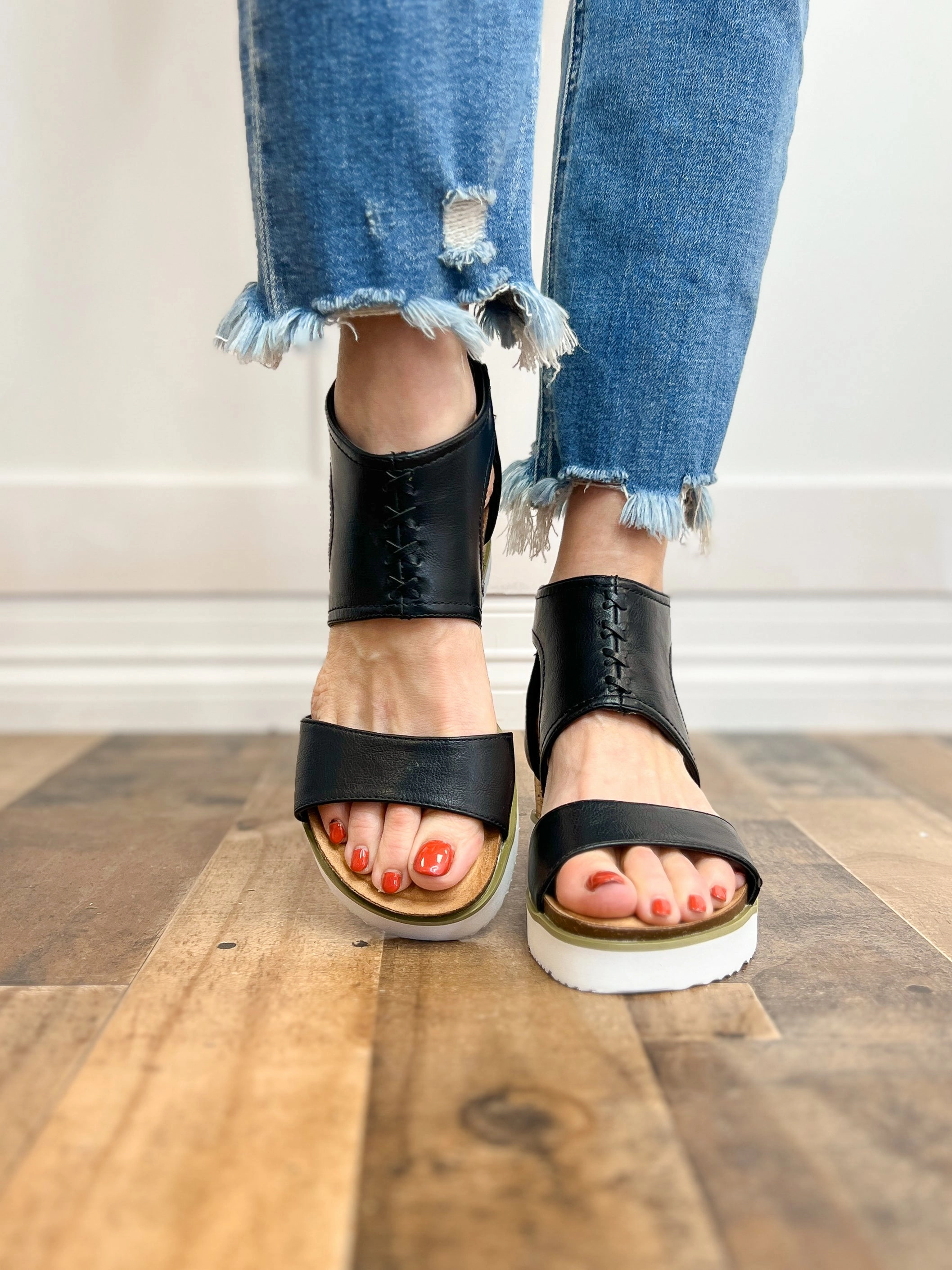 Corkys Sugar & Spice Wedge Sandal in Black