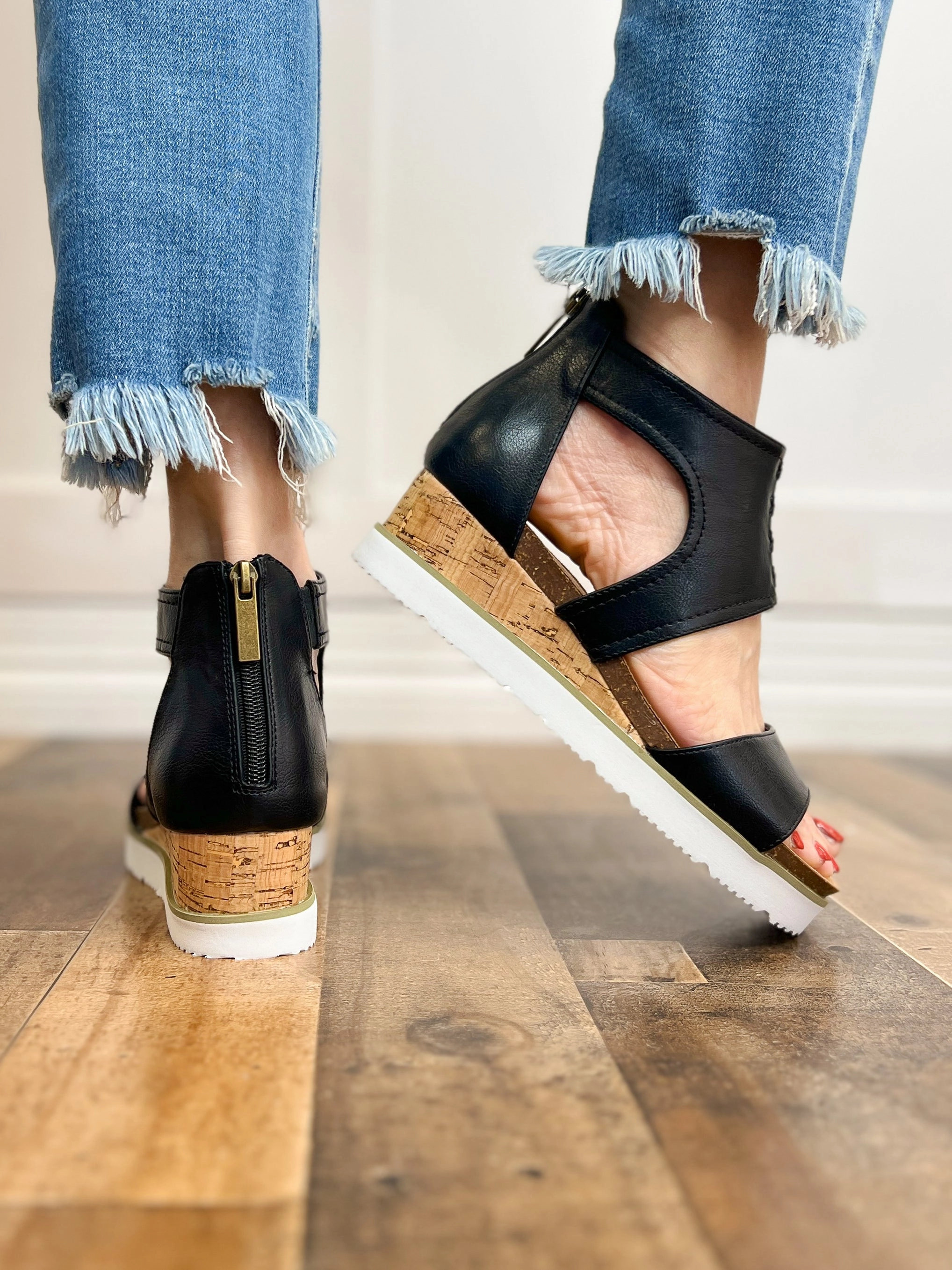 Corkys Sugar & Spice Wedge Sandal in Black