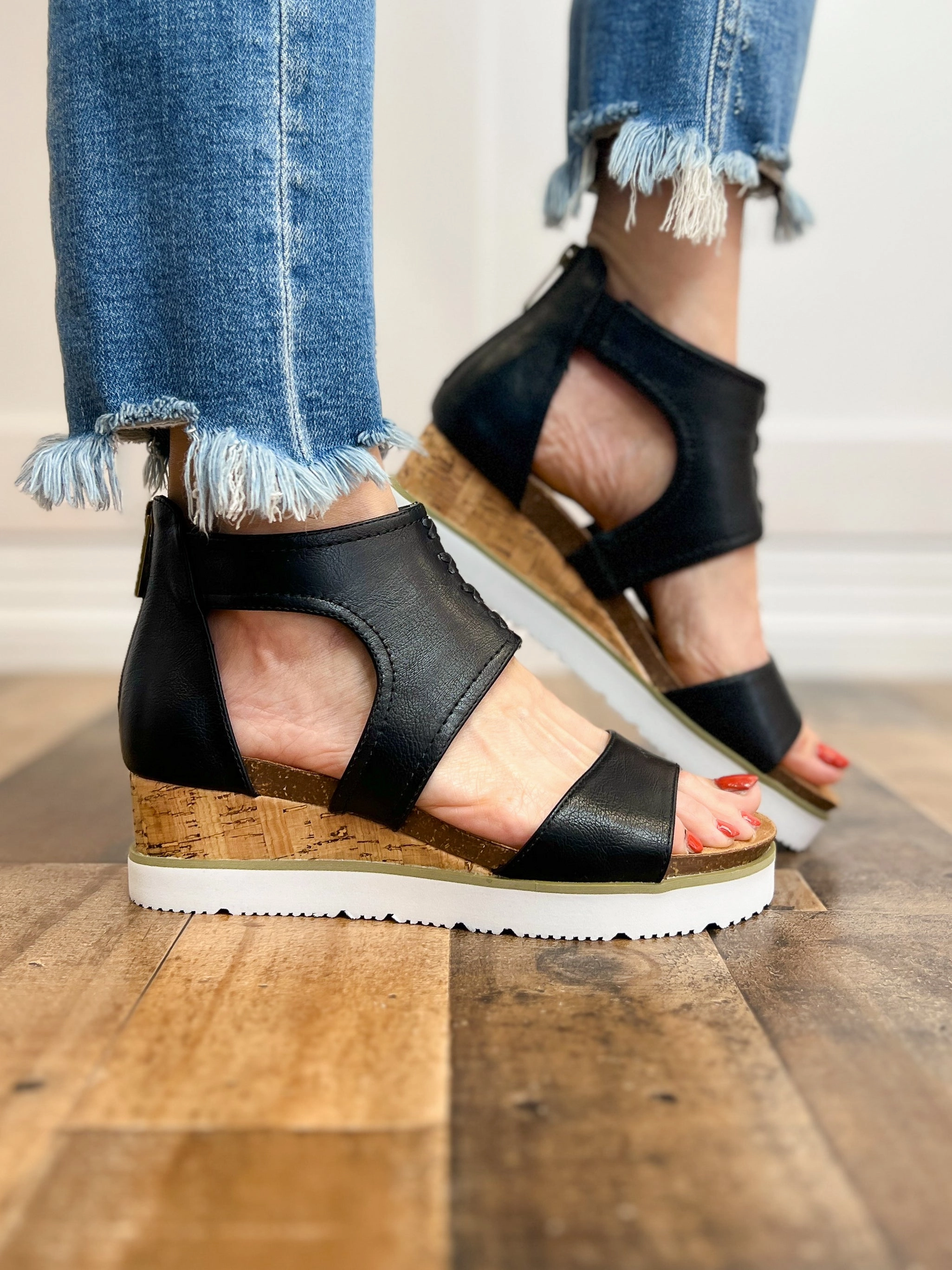 Corkys Sugar & Spice Wedge Sandal in Black
