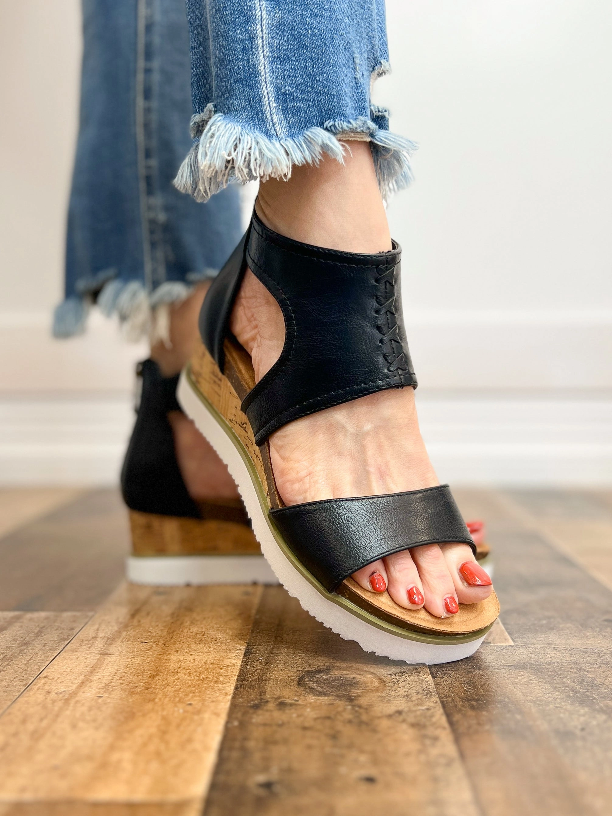 Corkys Sugar & Spice Wedge Sandal in Black