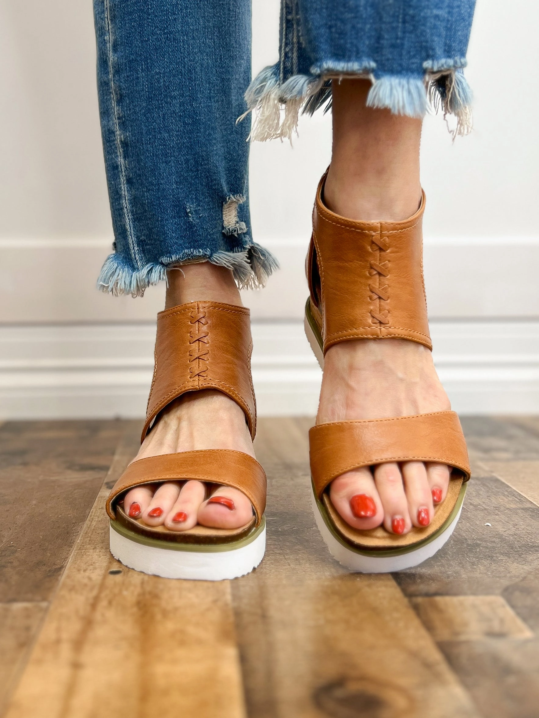 Corkys Sugar & Spice Wedge Sandal in Cognac