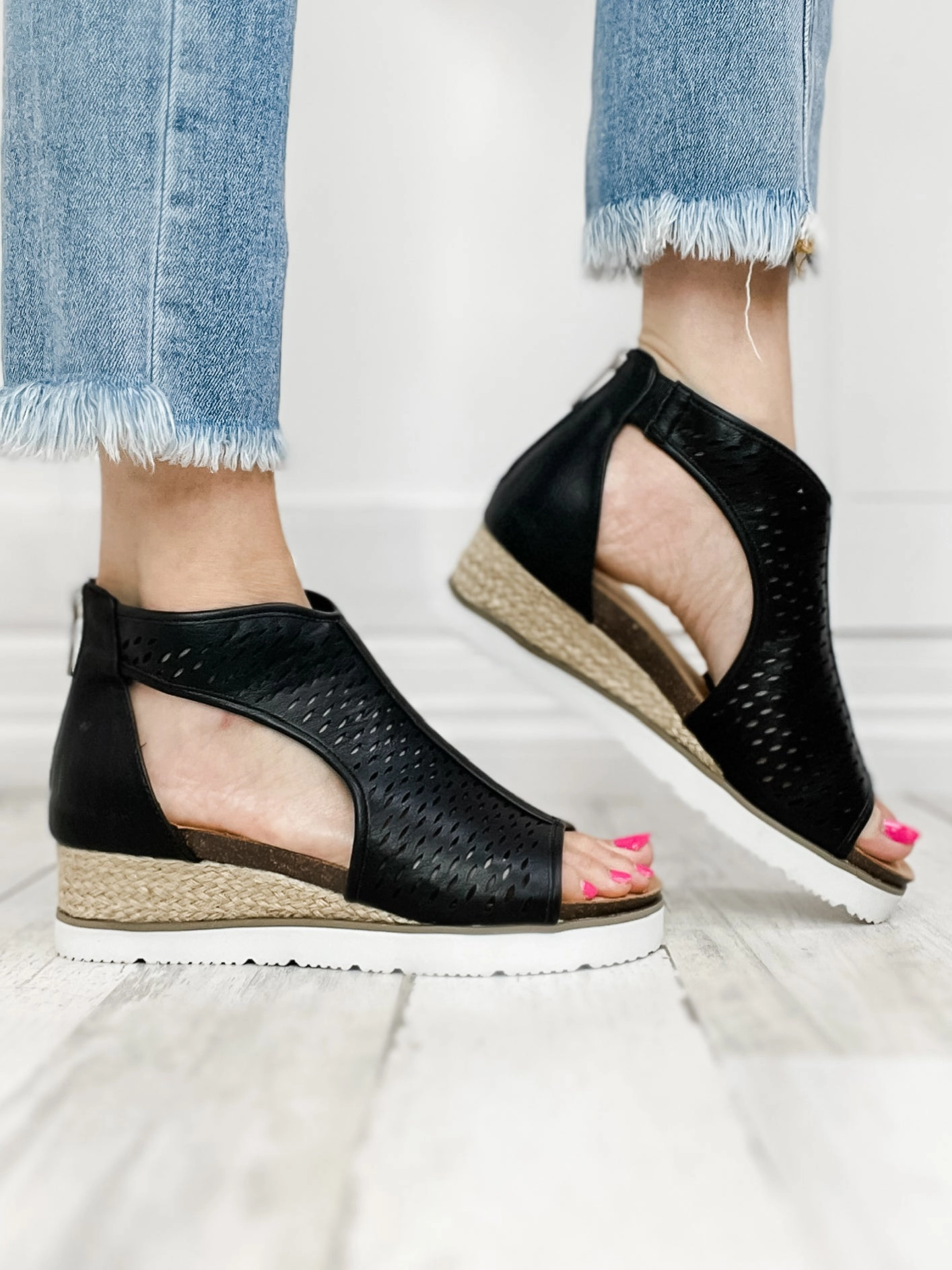 Corkys Sugar Momma Wedge Sandal in Black