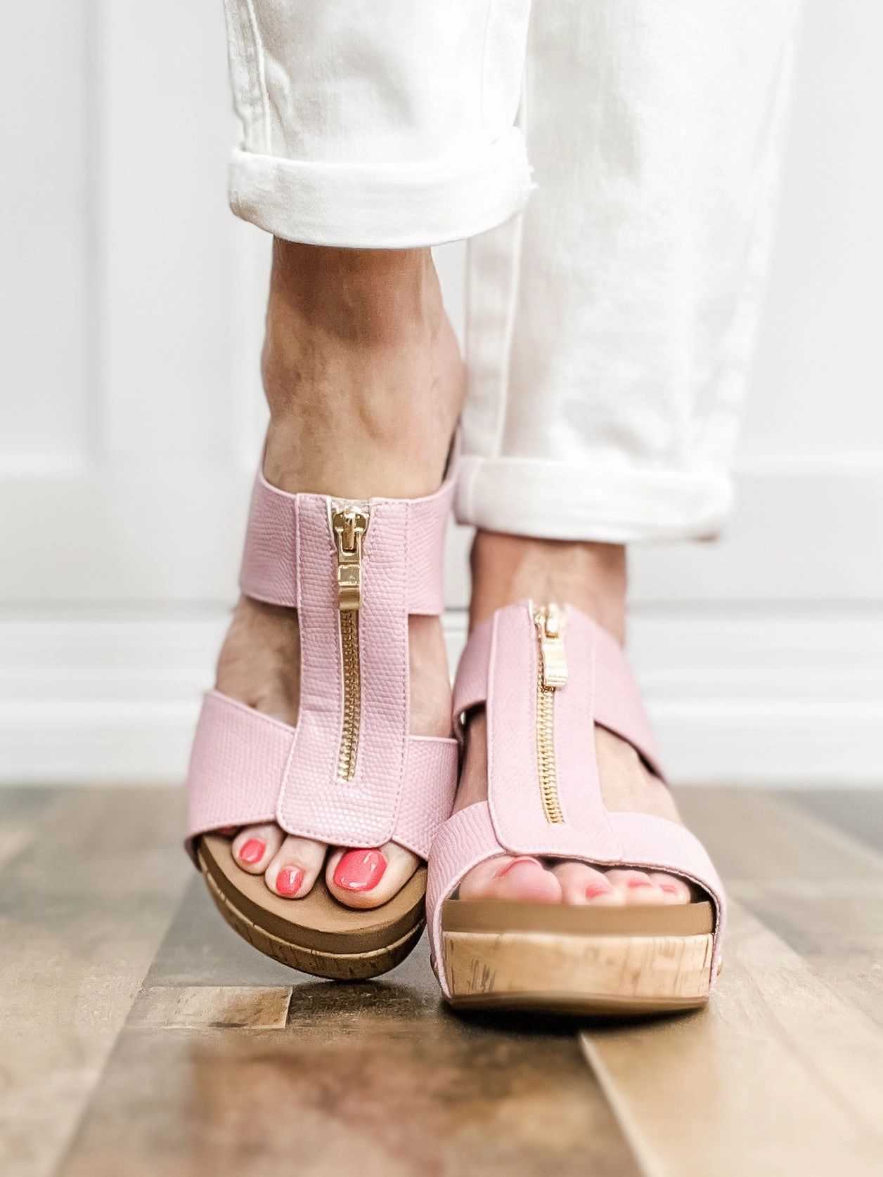 Corkys Taboo Slip-On Wedges in Blush