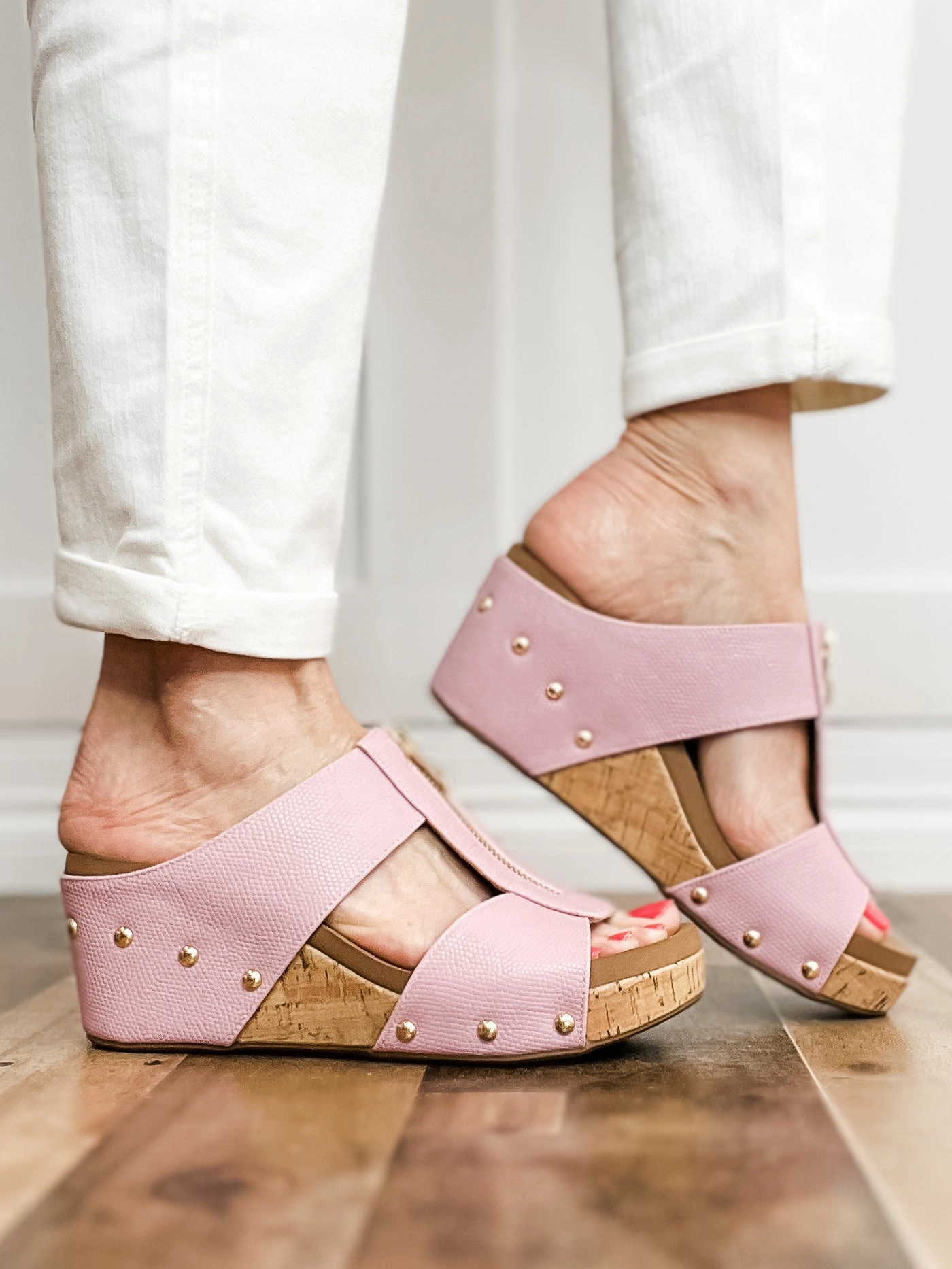 Corkys Taboo Slip-On Wedges in Blush