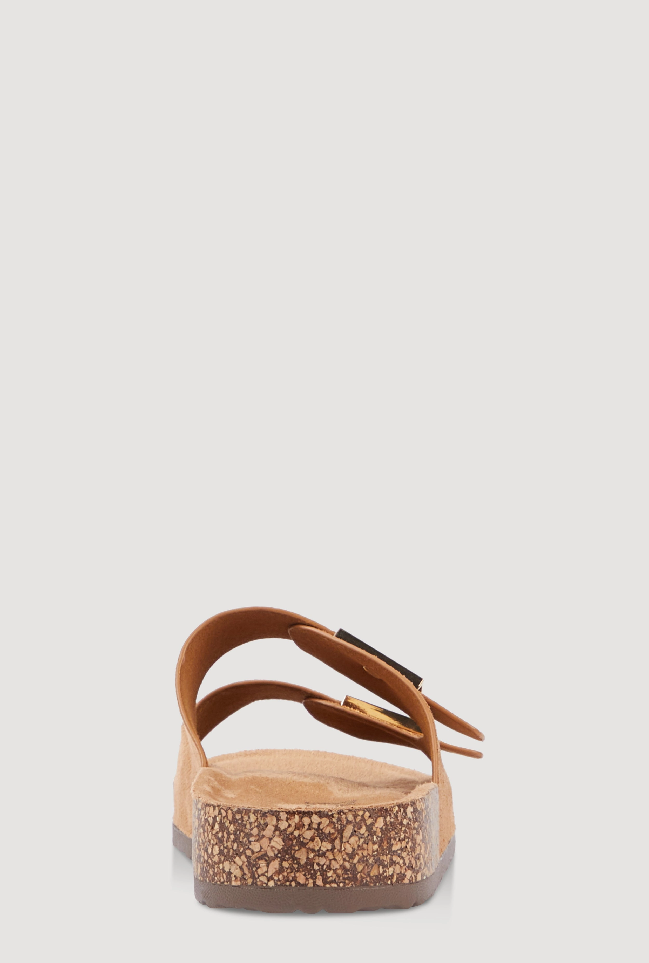 Double Geometric Band Footbed Sandals
