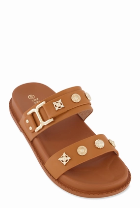 Embellished Double Band Slide Sandals