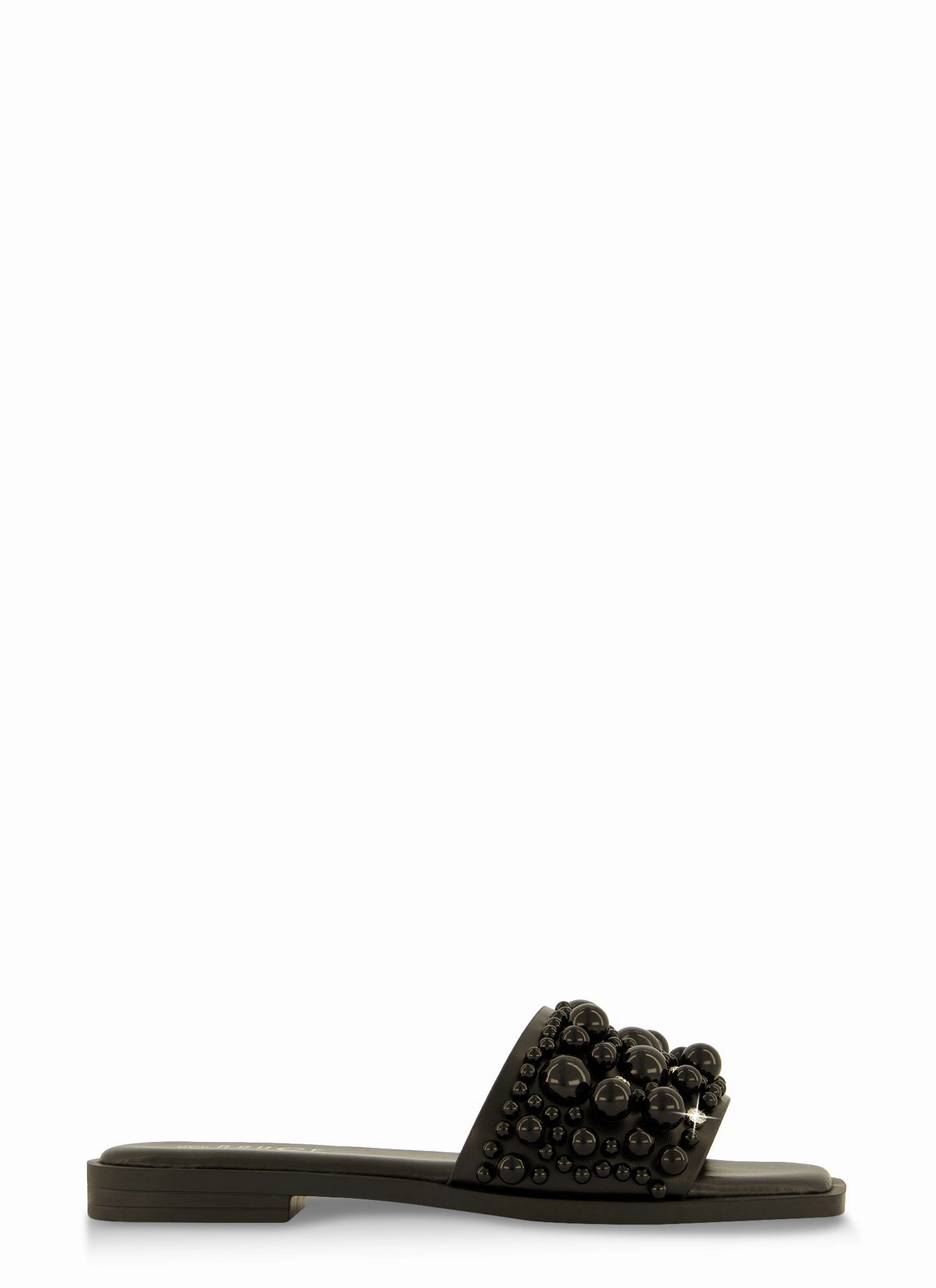 Embellished Faux Pearl Studded Slide Sandals