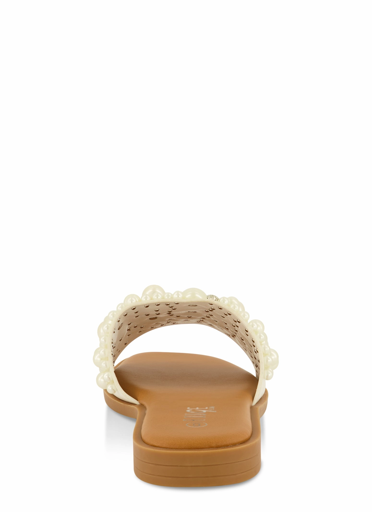Embellished Faux Pearl Studded Slide Sandals