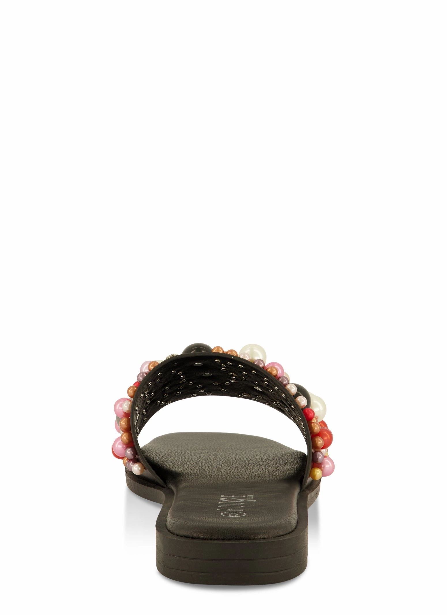Embellished Faux Pearl Studded Slide Sandals
