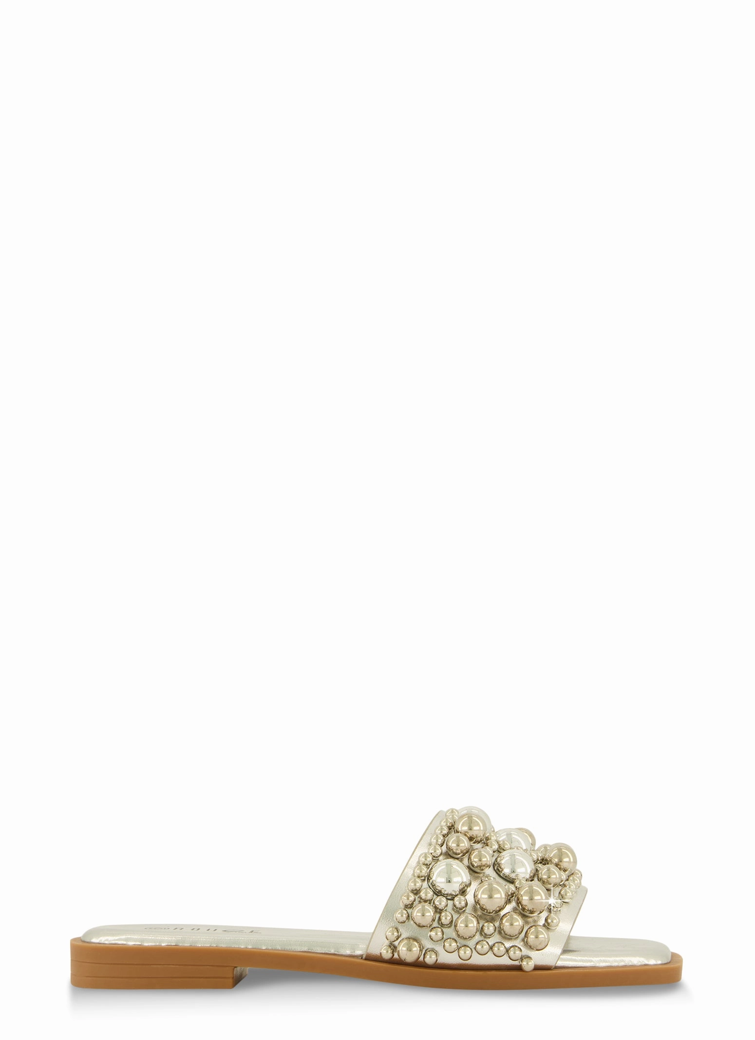 Embellished Faux Pearl Studded Slide Sandals