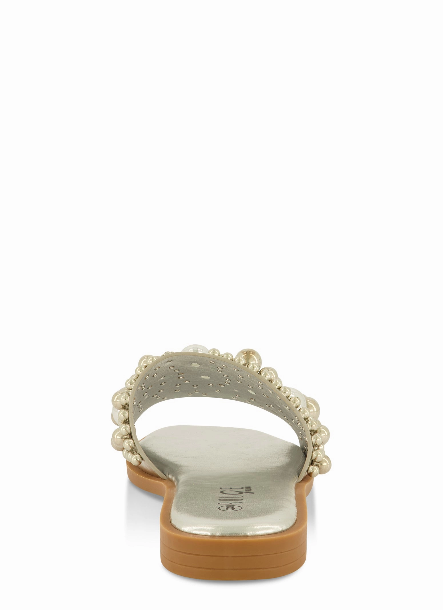 Embellished Faux Pearl Studded Slide Sandals