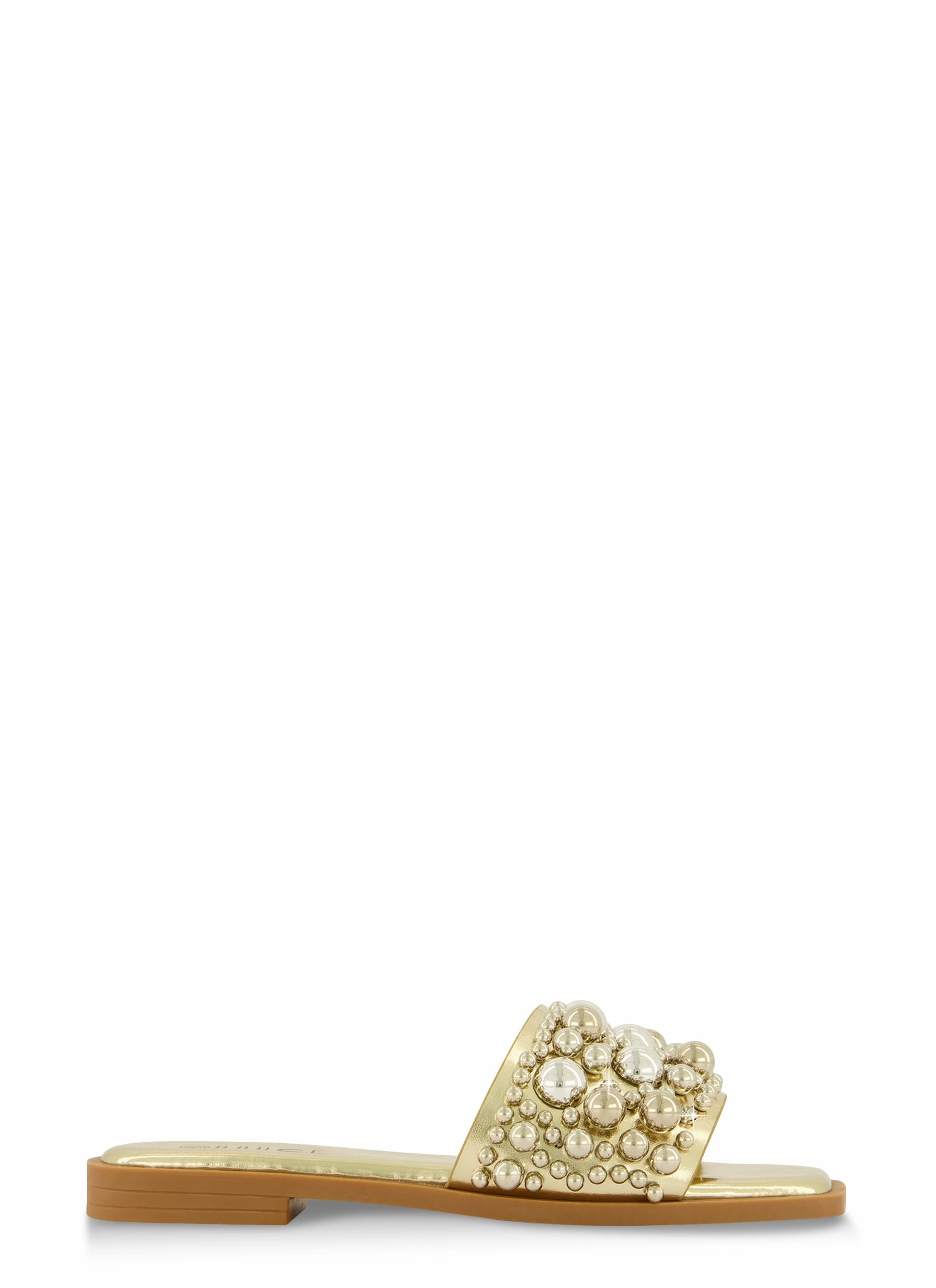 Embellished Faux Pearl Studded Slide Sandals