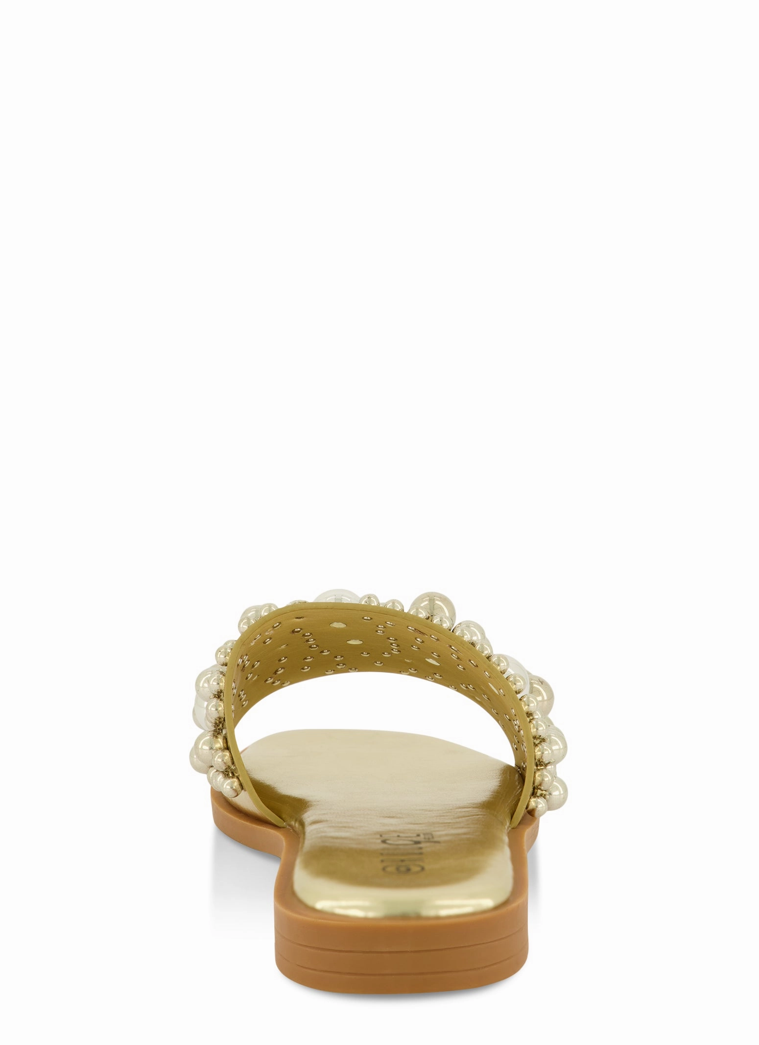 Embellished Faux Pearl Studded Slide Sandals