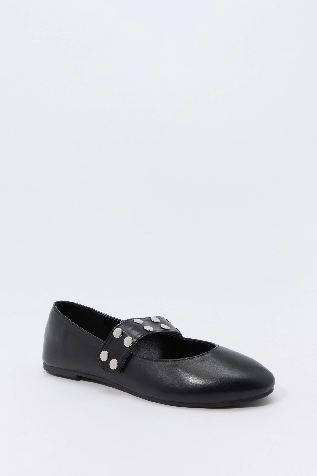 Faux Leather Studded Ballet Flat