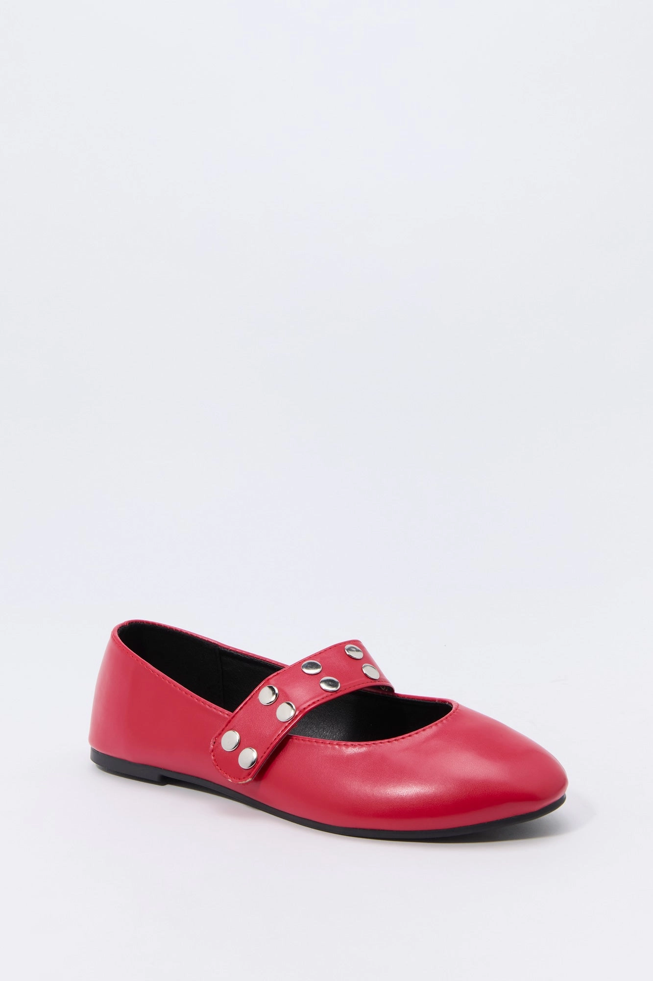 Faux Leather Studded Ballet Flat
