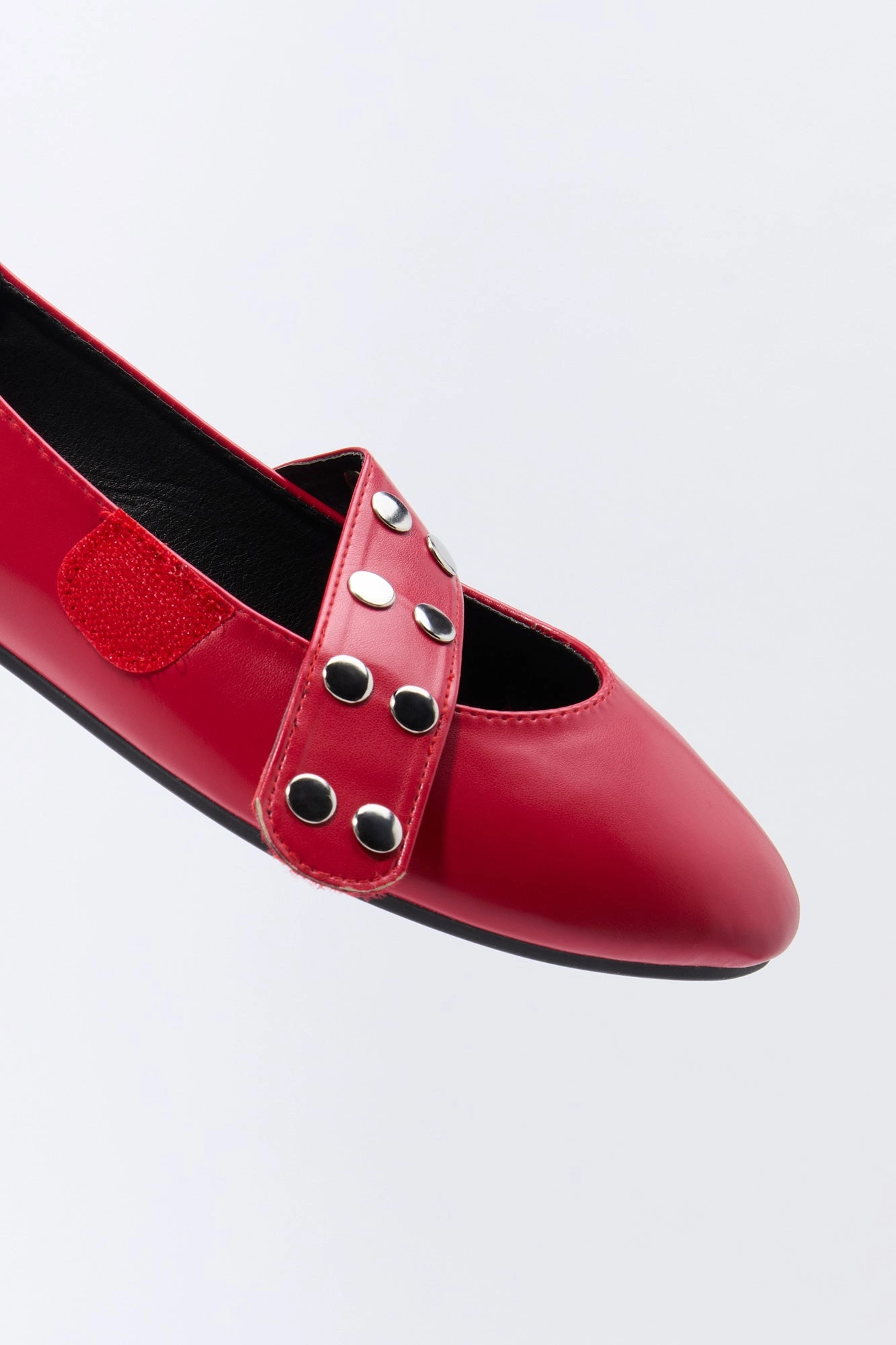 Faux Leather Studded Ballet Flat
