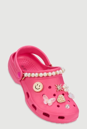 Faux Pearl Rhinestone Charm Slingback Clogs
