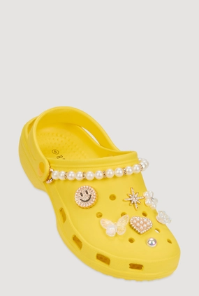 Faux Pearl Rhinestone Charm Slingback Clogs