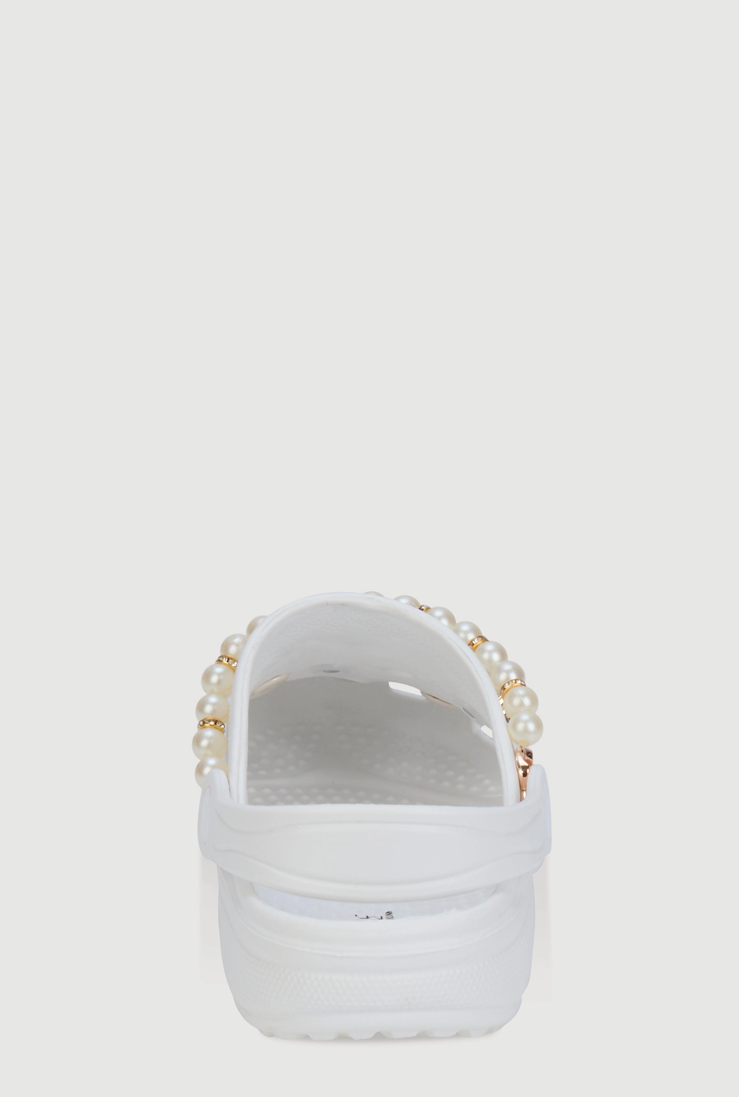Faux Pearl Rhinestone Charm Slingback Clogs