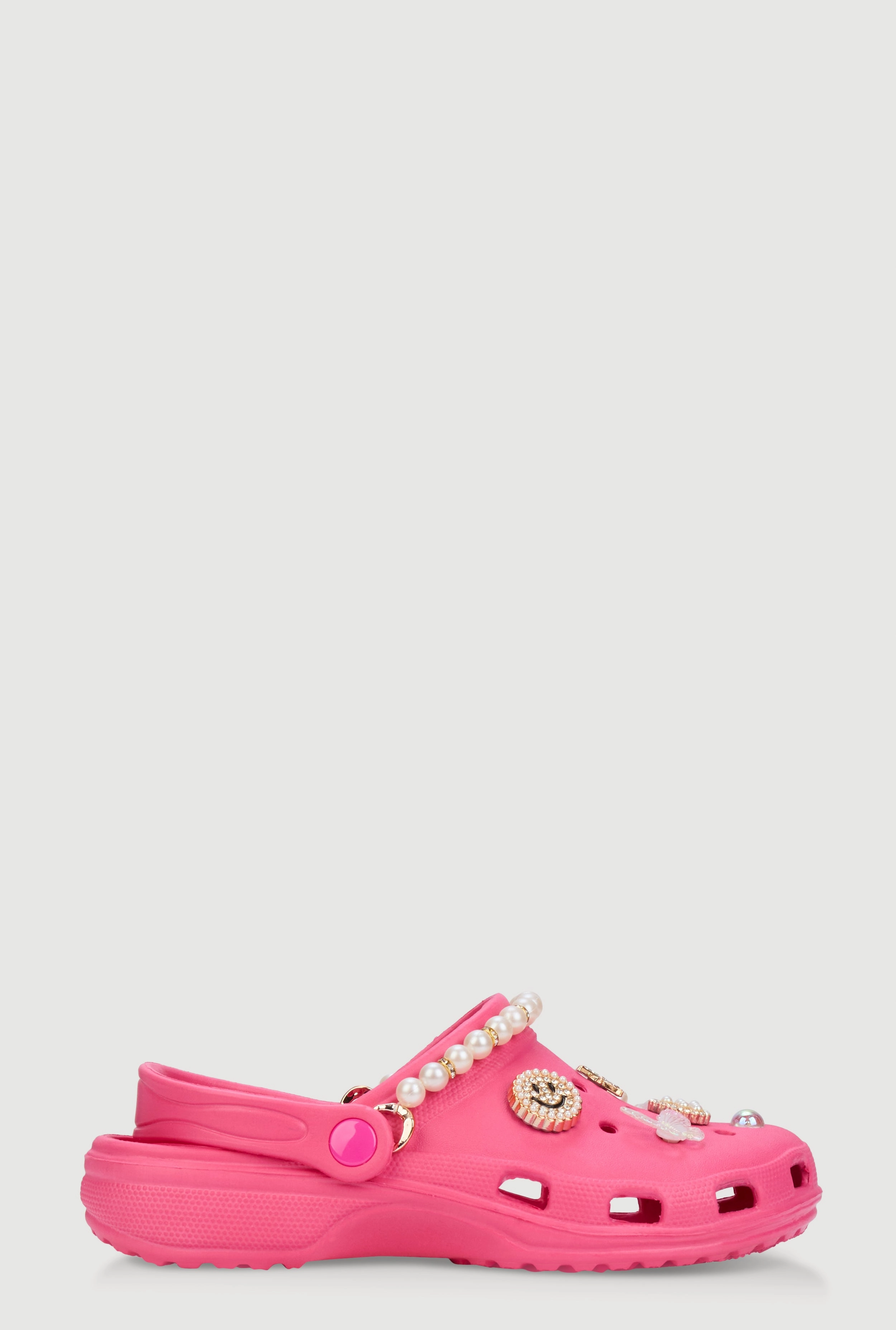 Faux Pearl Rhinestone Charm Slingback Clogs